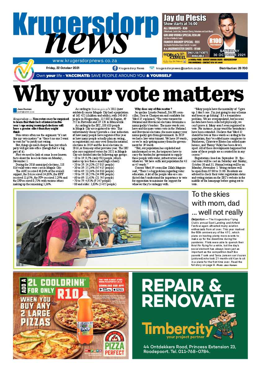 Krugersdorp News 22 October 2021 page 1