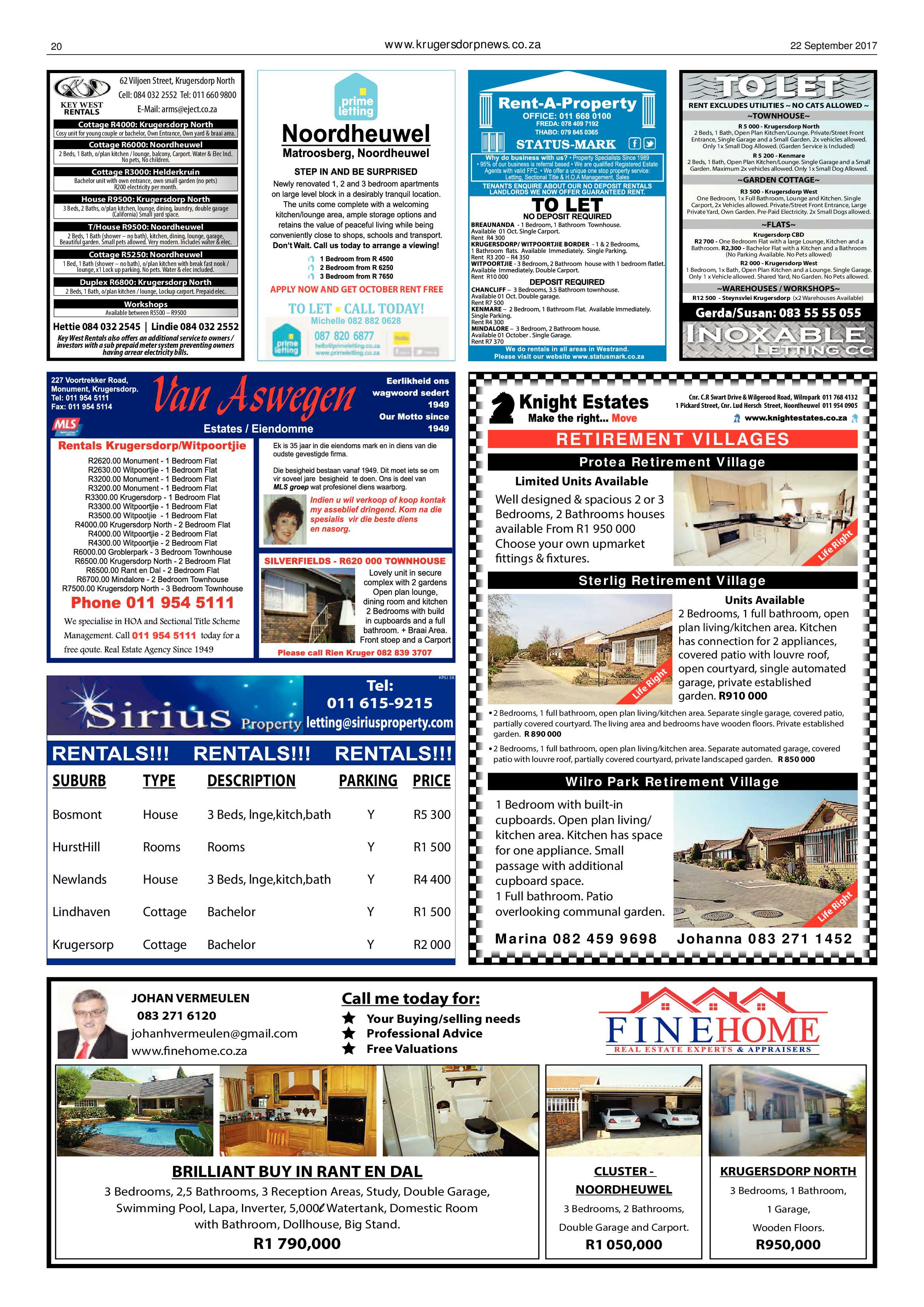 Krugersdorp News 22 September 2017 page 20