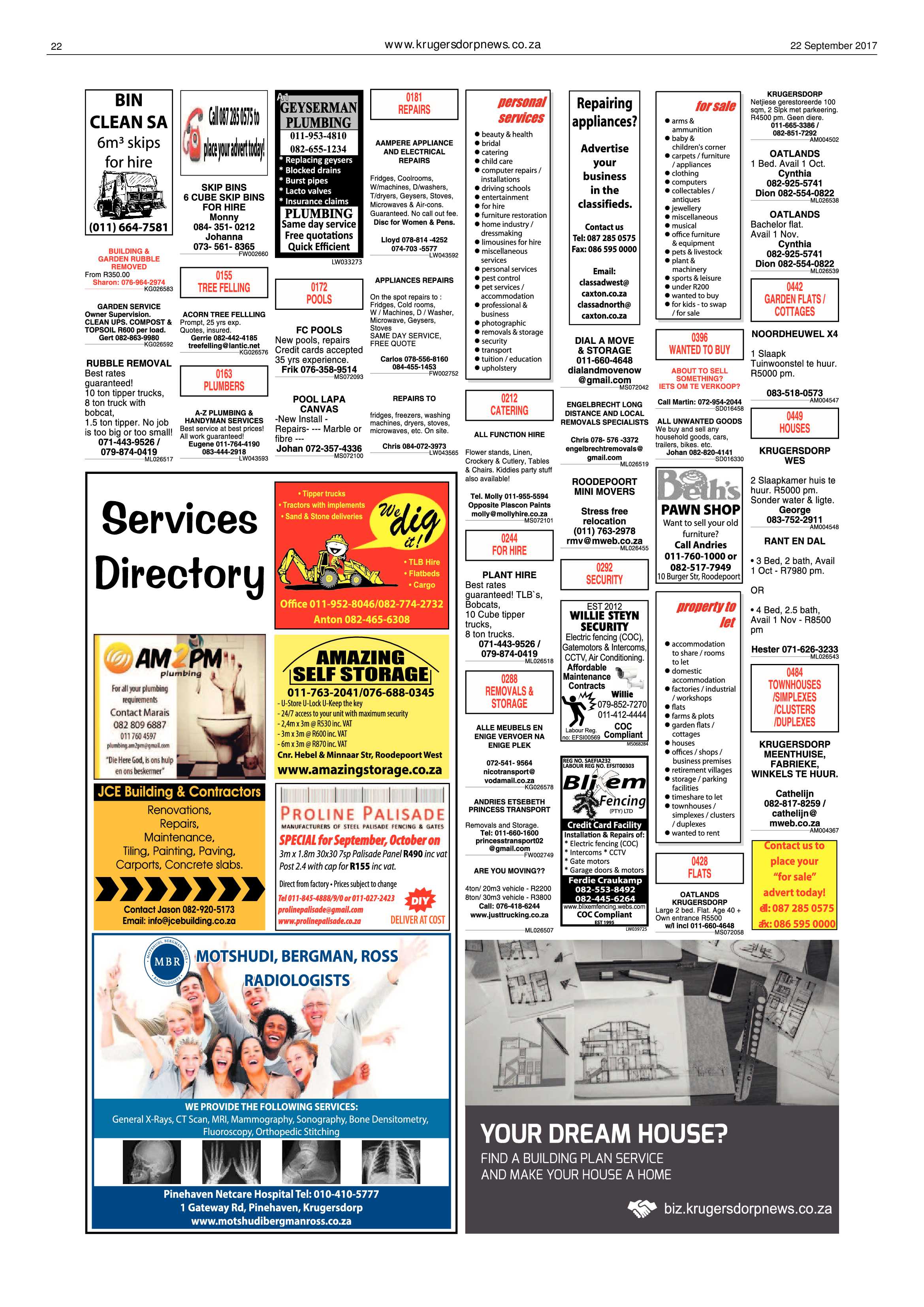 Krugersdorp News 22 September 2017 page 22