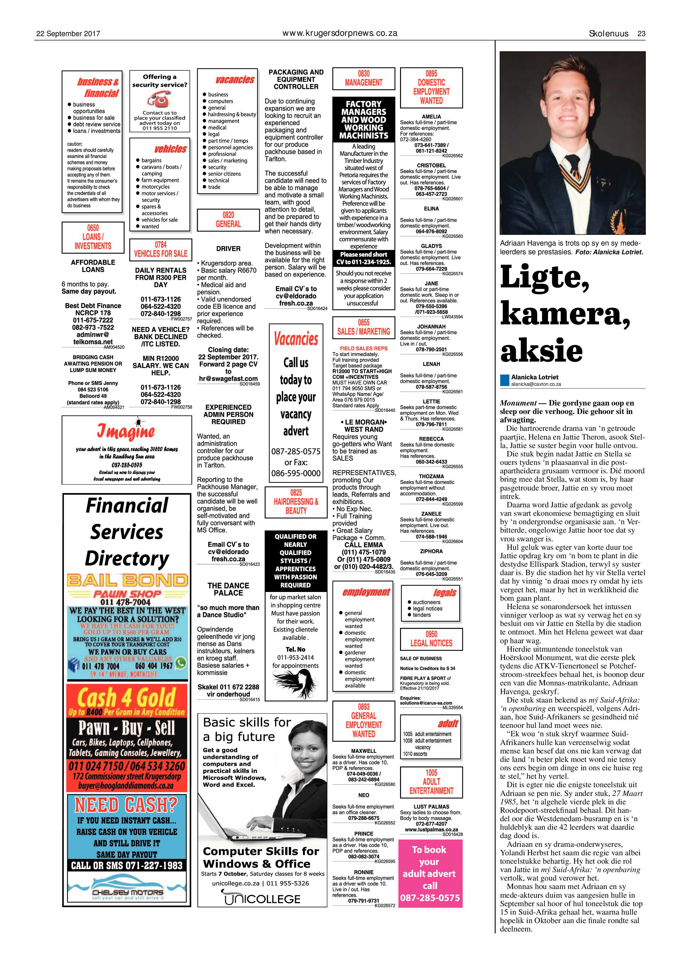 Krugersdorp News 22 September 2017 page 23
