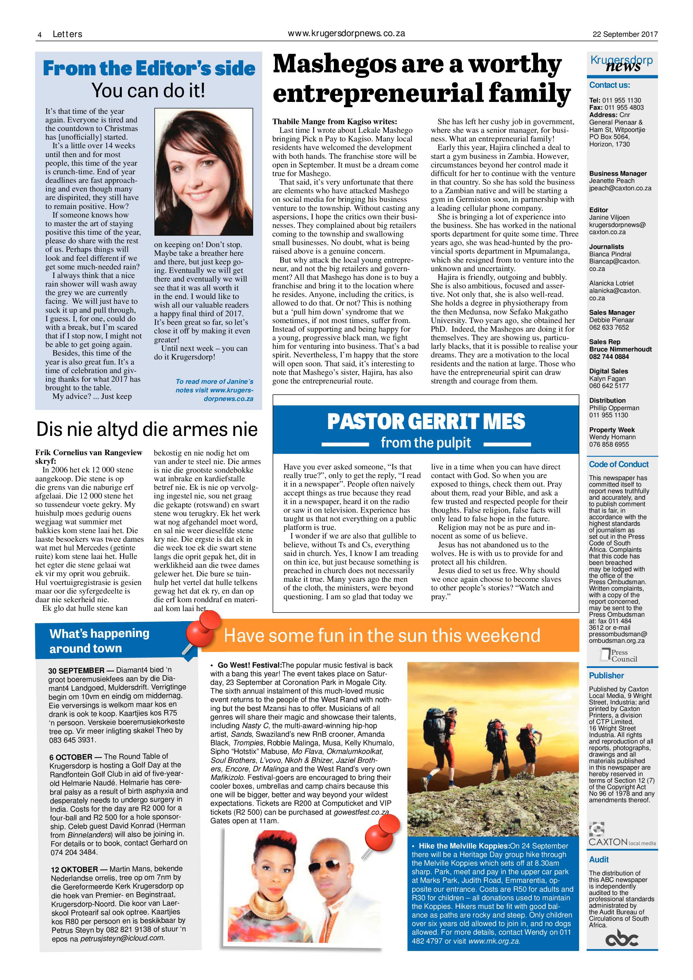 Krugersdorp News 22 September 2017 page 4