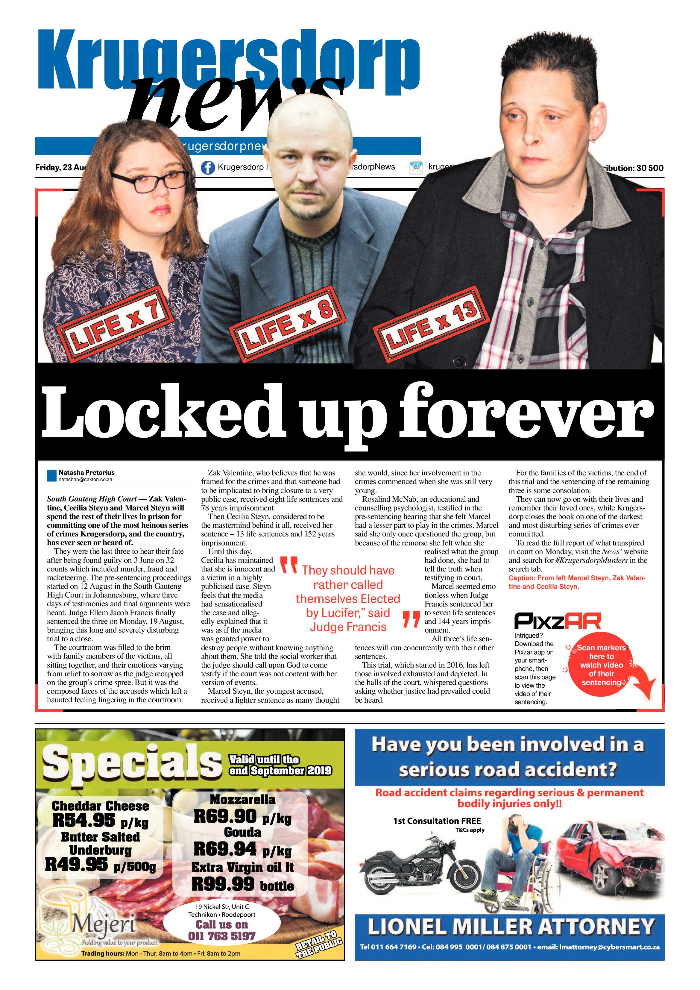 Krugersdorp News 23 August 2019 page 1