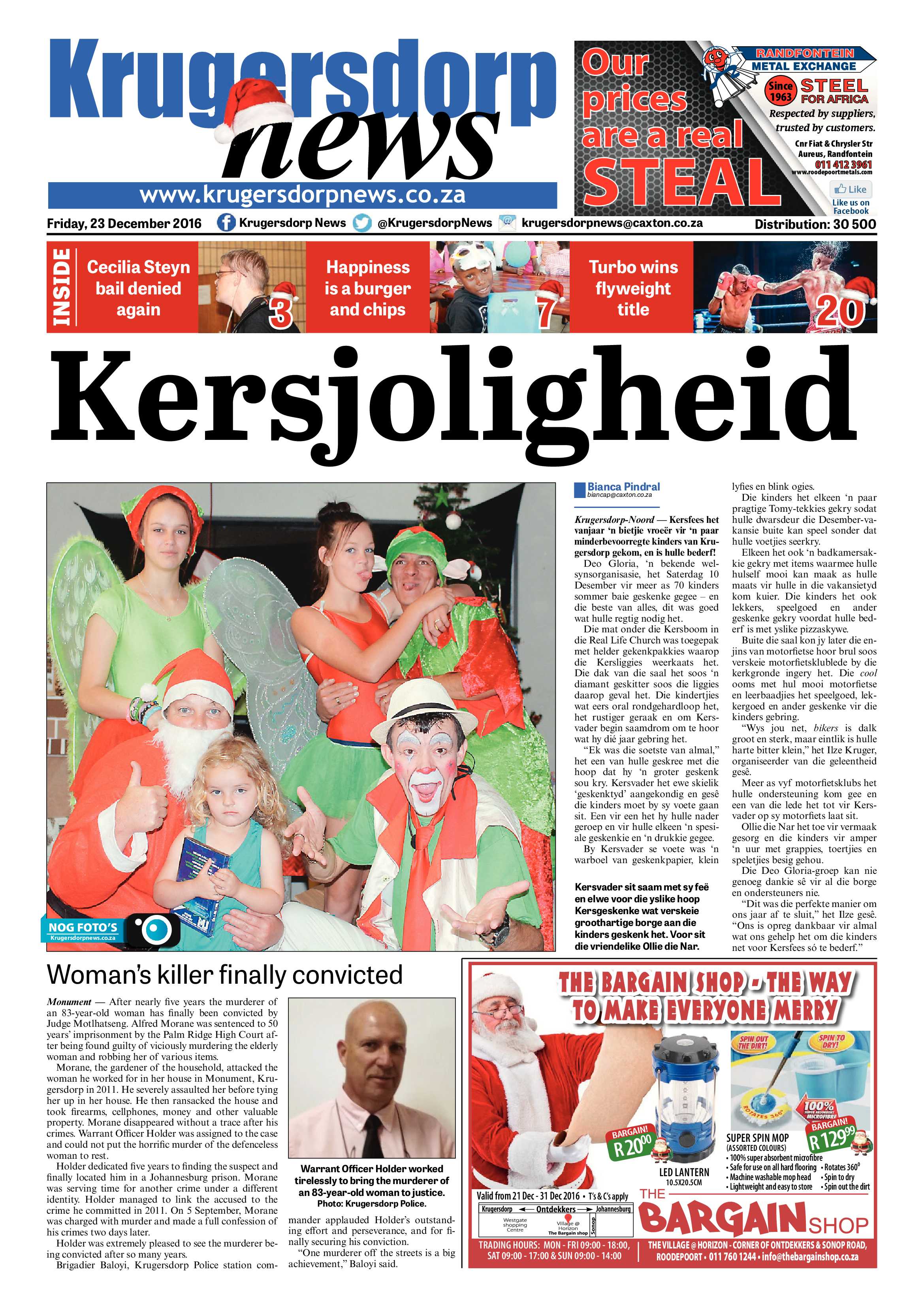 Krugersdorp News 23 December 2016 page 1