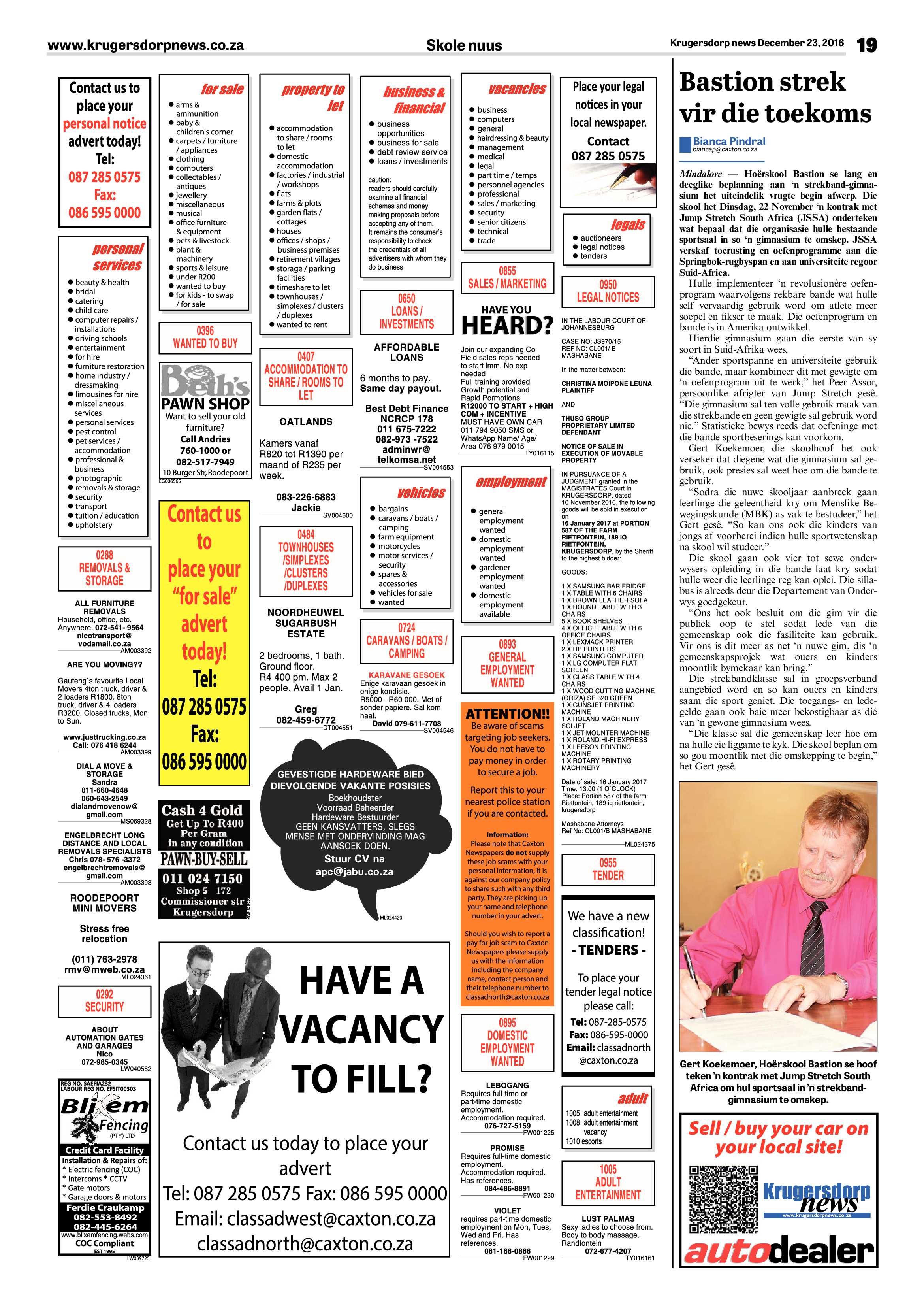 Krugersdorp News 23 December 2016 page 19