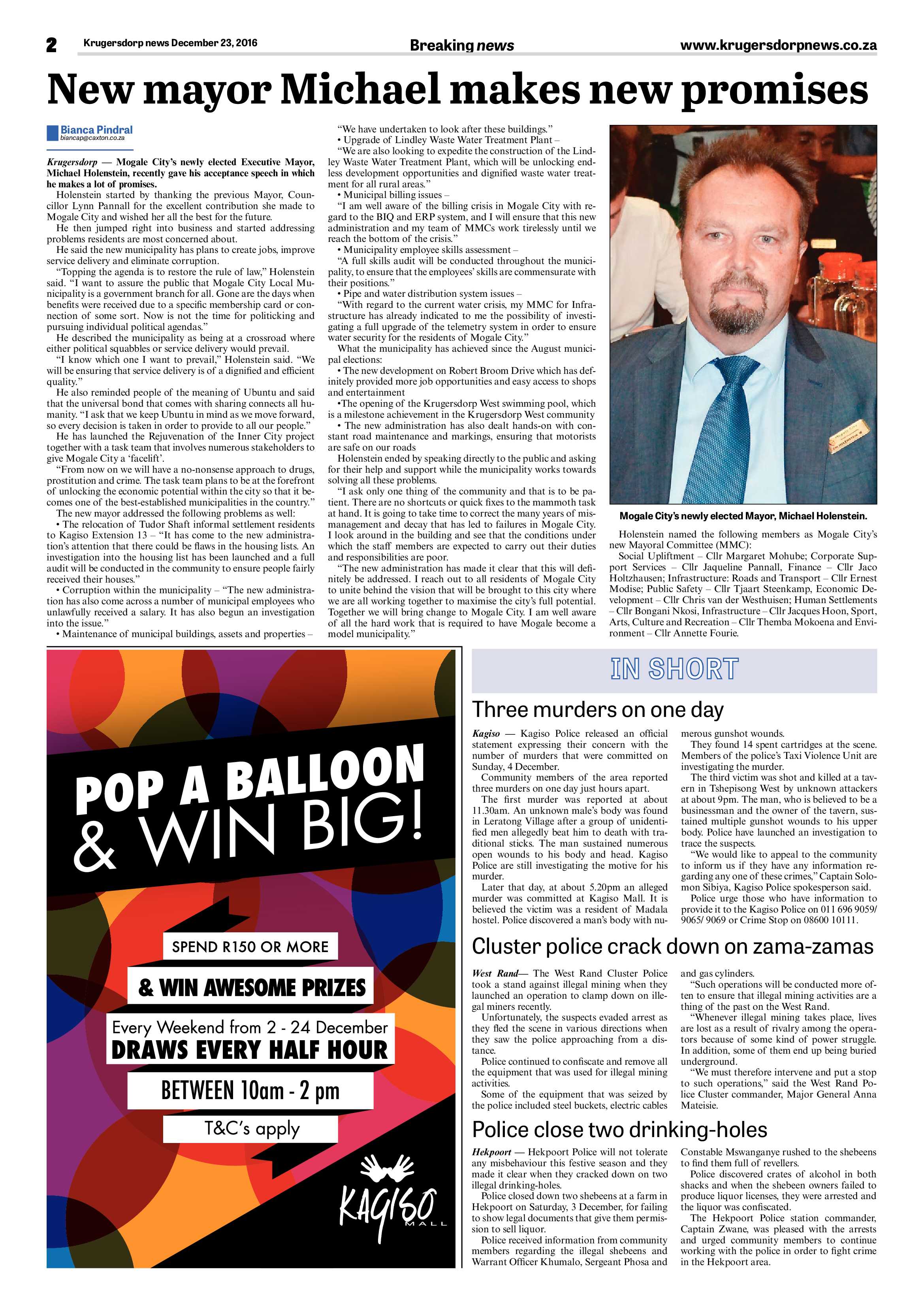 Krugersdorp News 23 December 2016 page 2