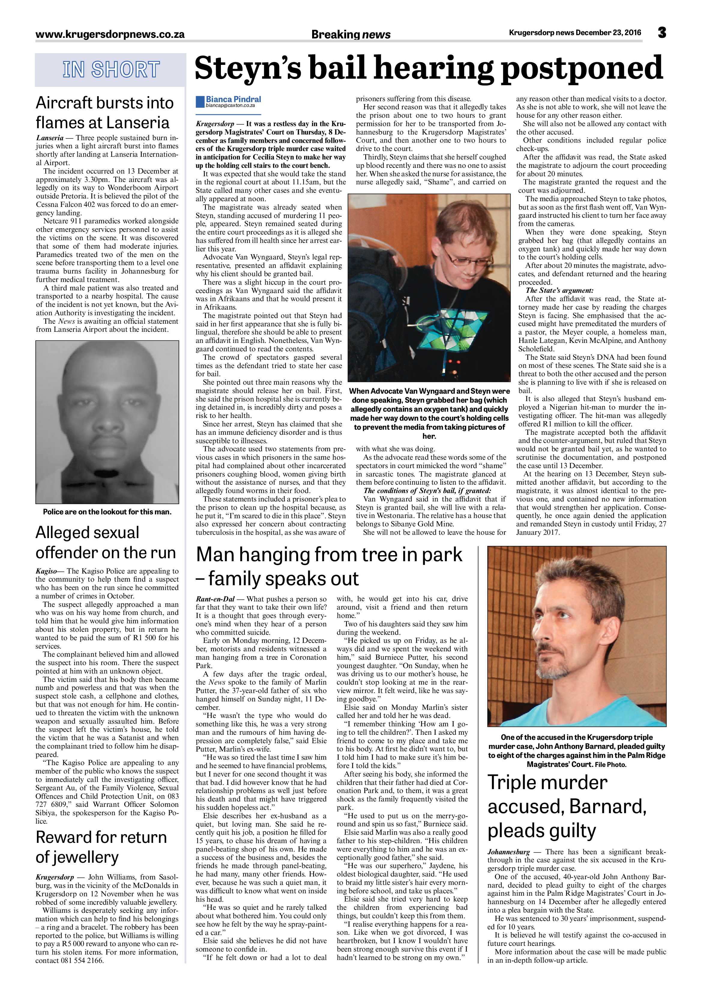 Krugersdorp News 23 December 2016 page 3