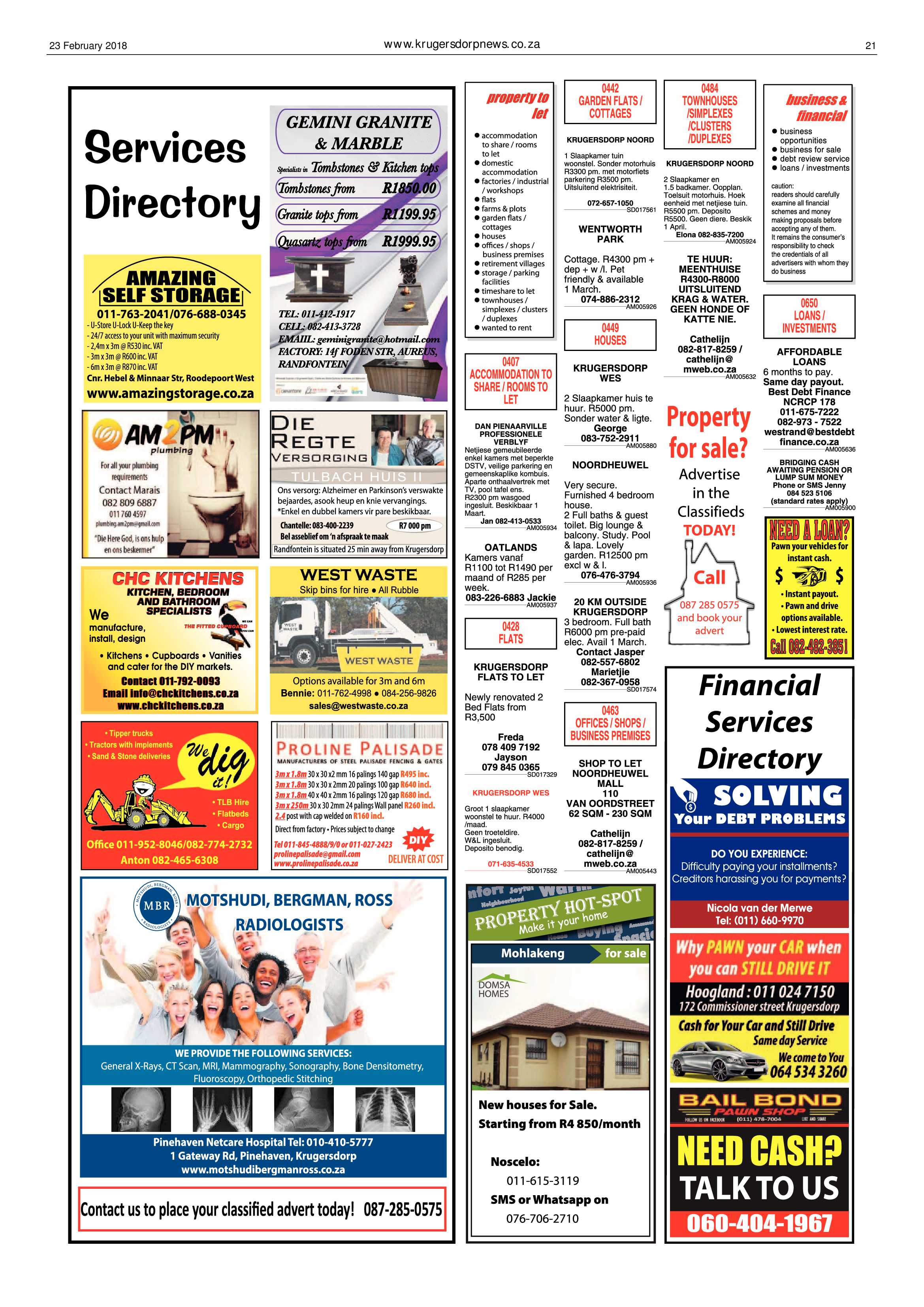 Krugersdorp News 23 February 2018 page 21