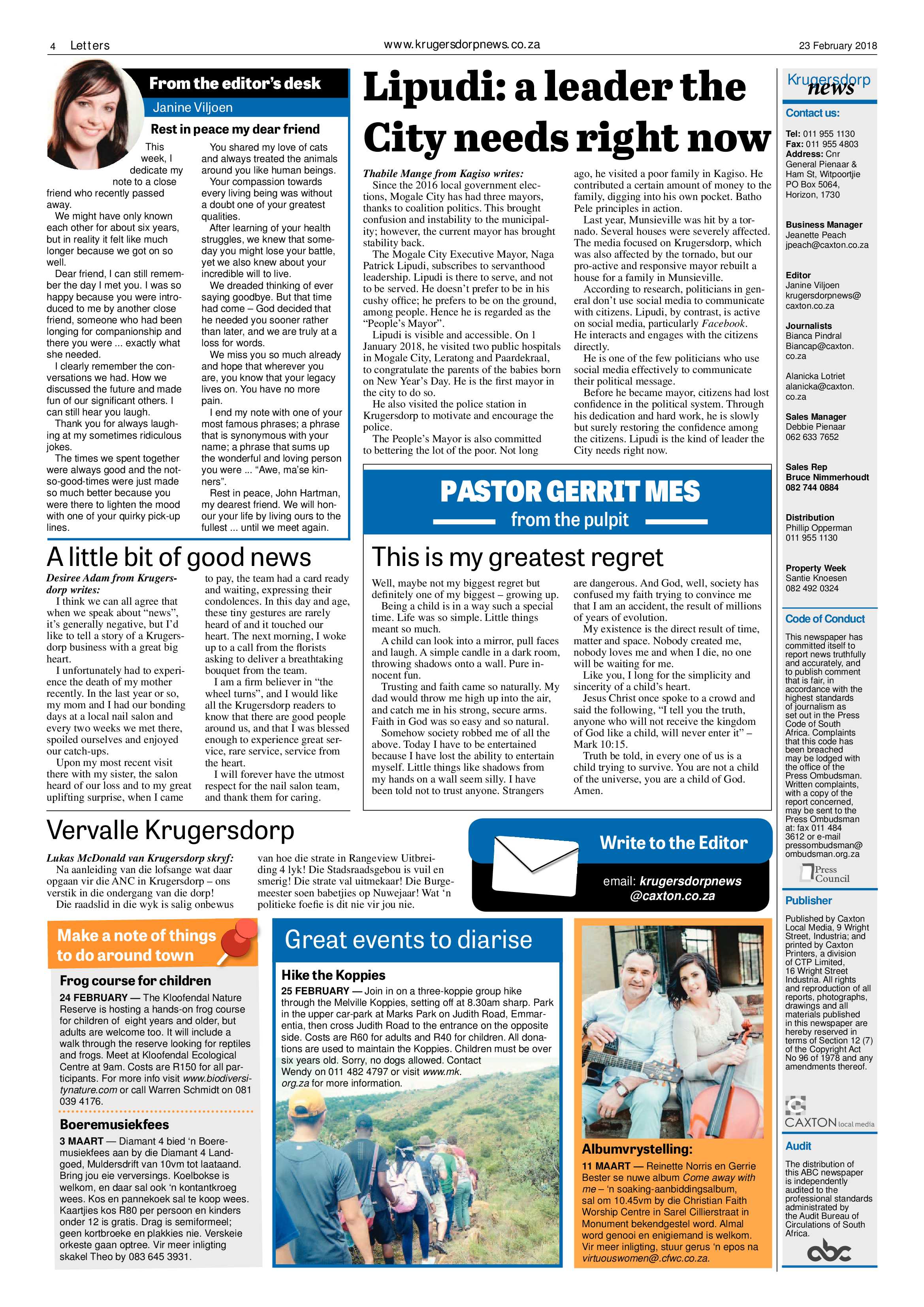 Krugersdorp News 23 February 2018 page 4