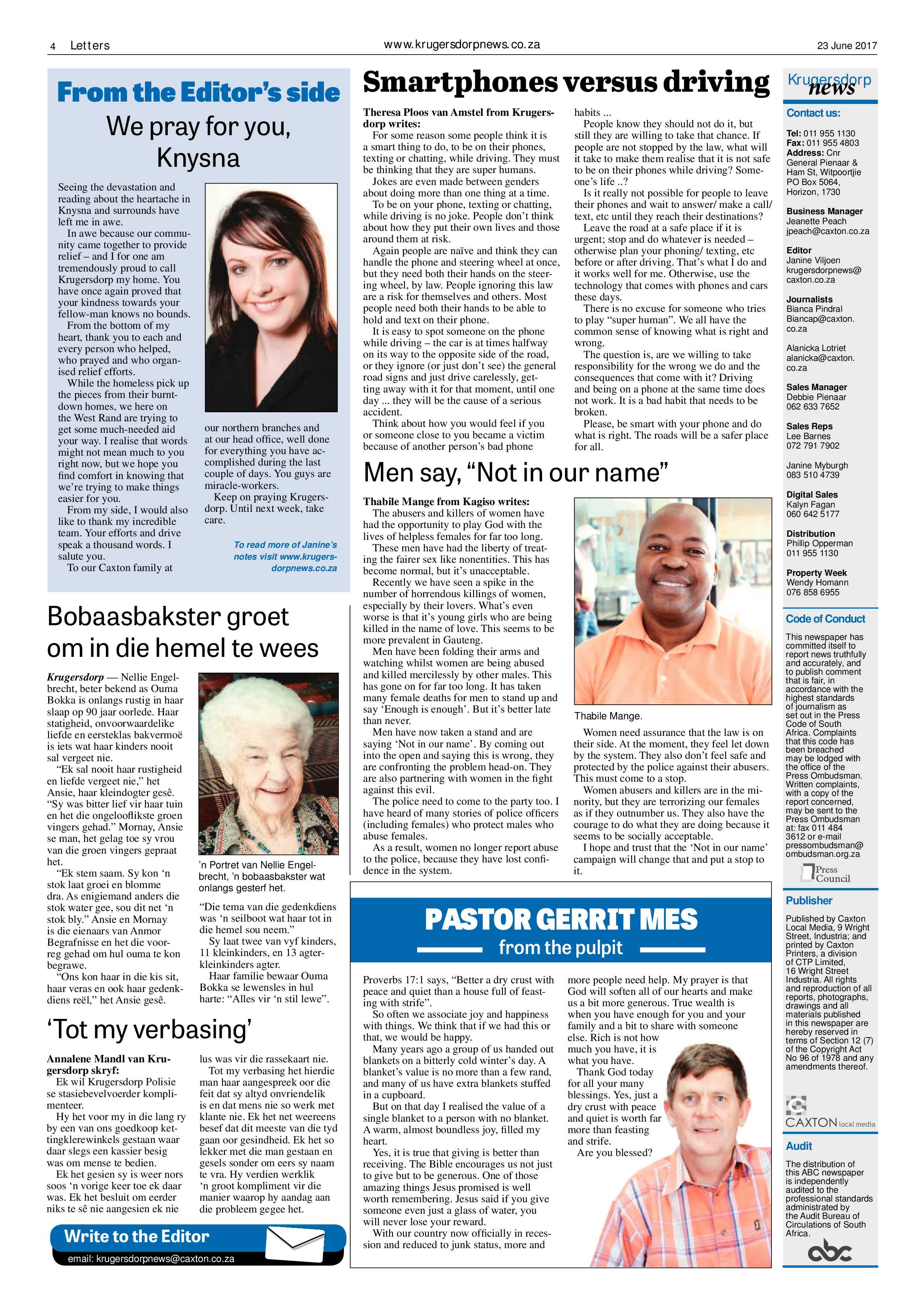 Krugersdorp News 23 June 2017 page 4