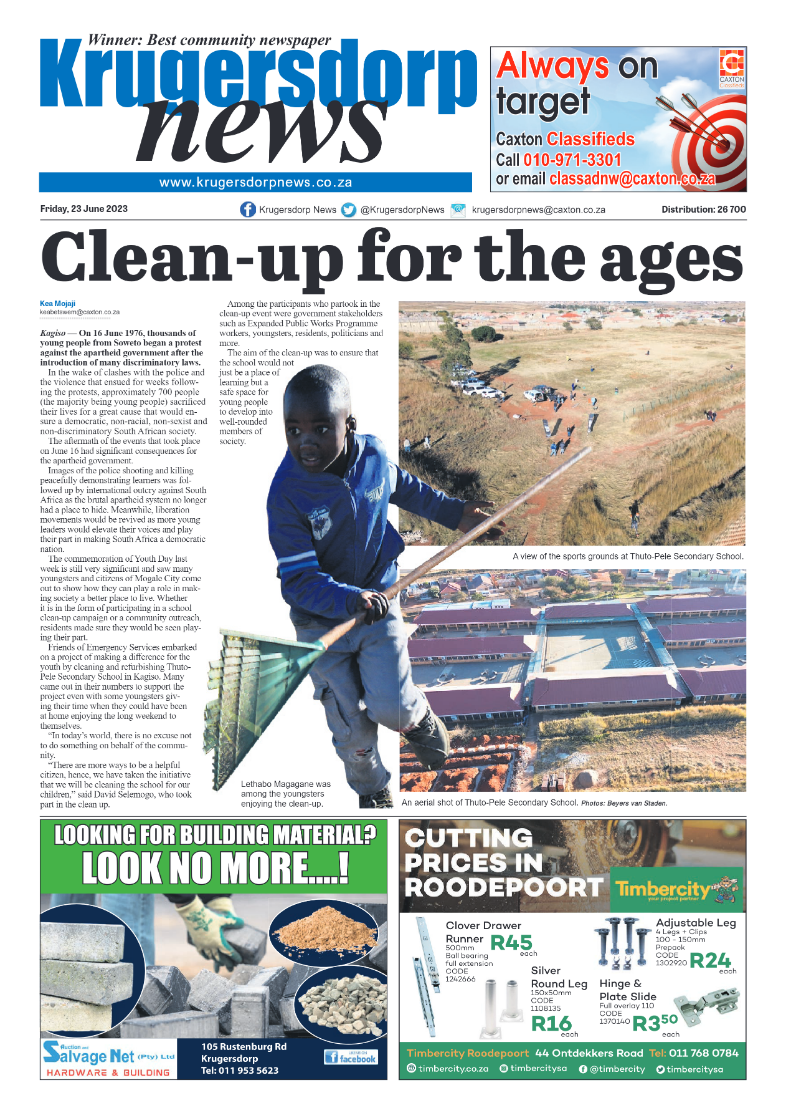 Krugersdorp News 23 June 2023 page 1