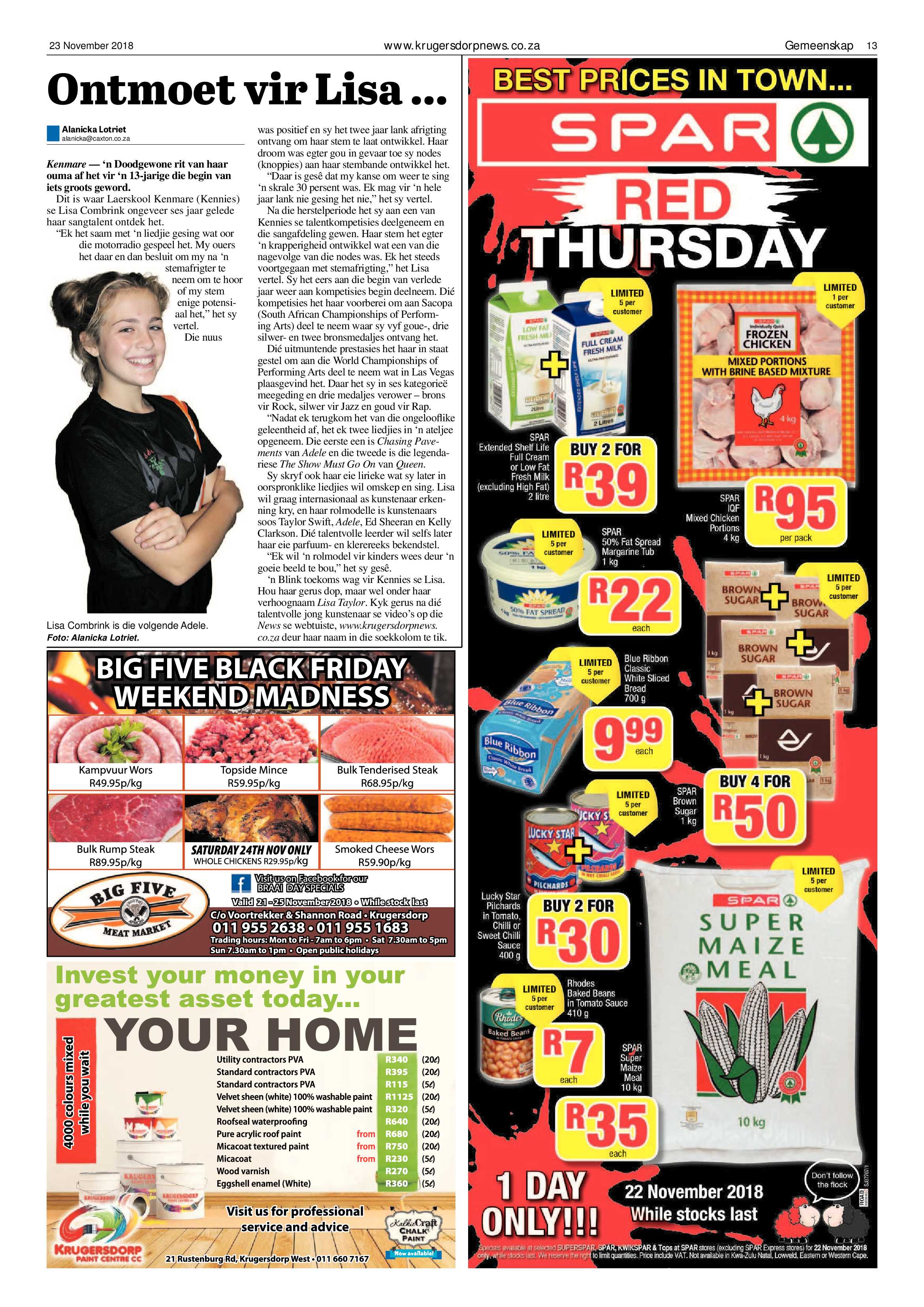 Krugersdorp News 23 November 2018 page 13