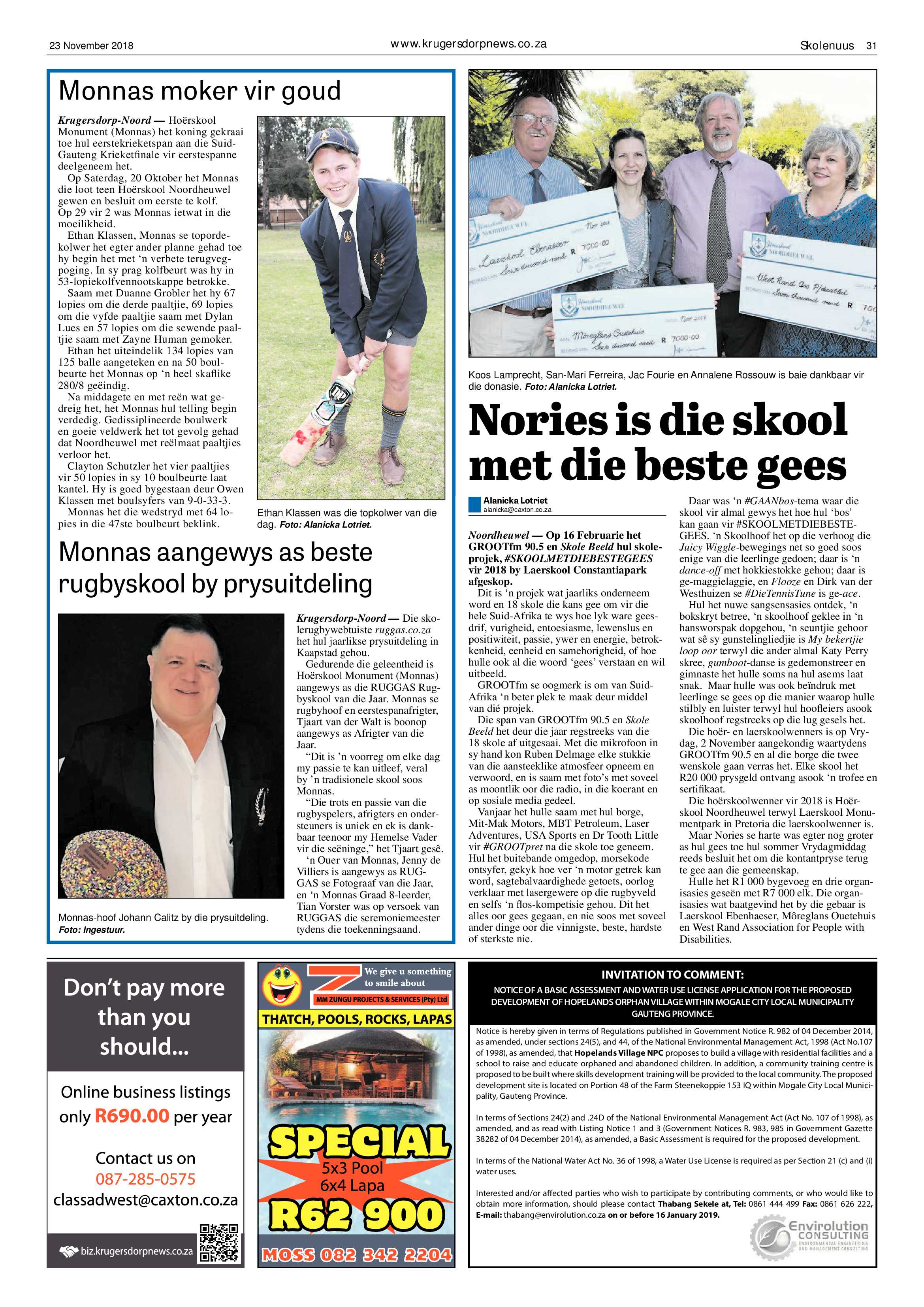 Krugersdorp News 23 November 2018 page 31