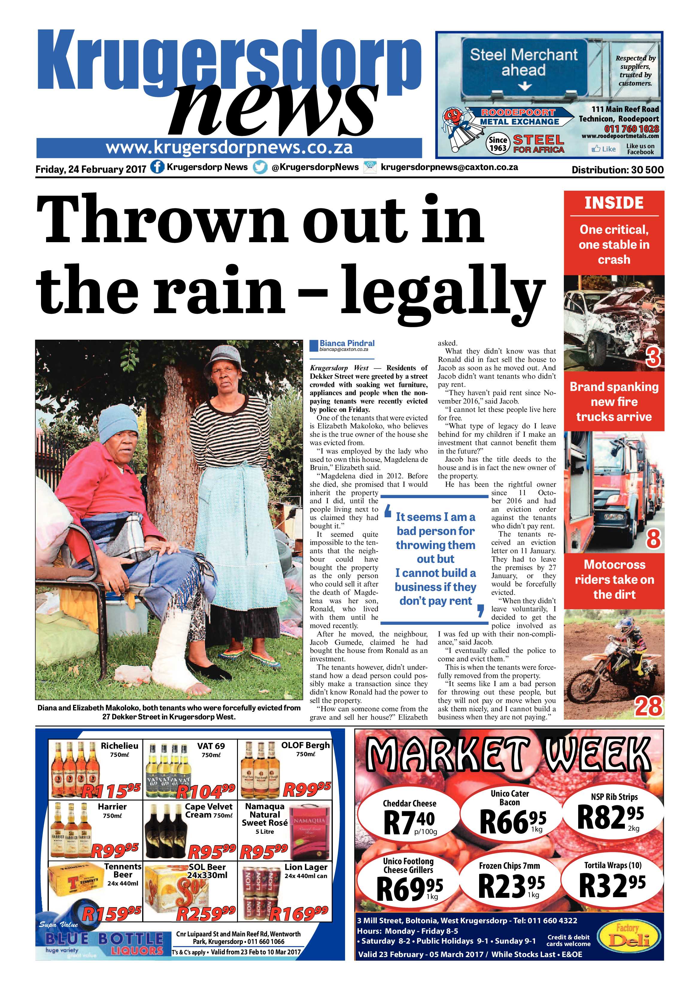 Krugersdorp News 24 February 2017 page 1
