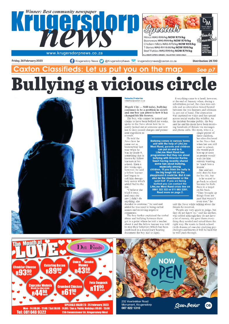 Krugersdorp News 24 February 2023 page 1
