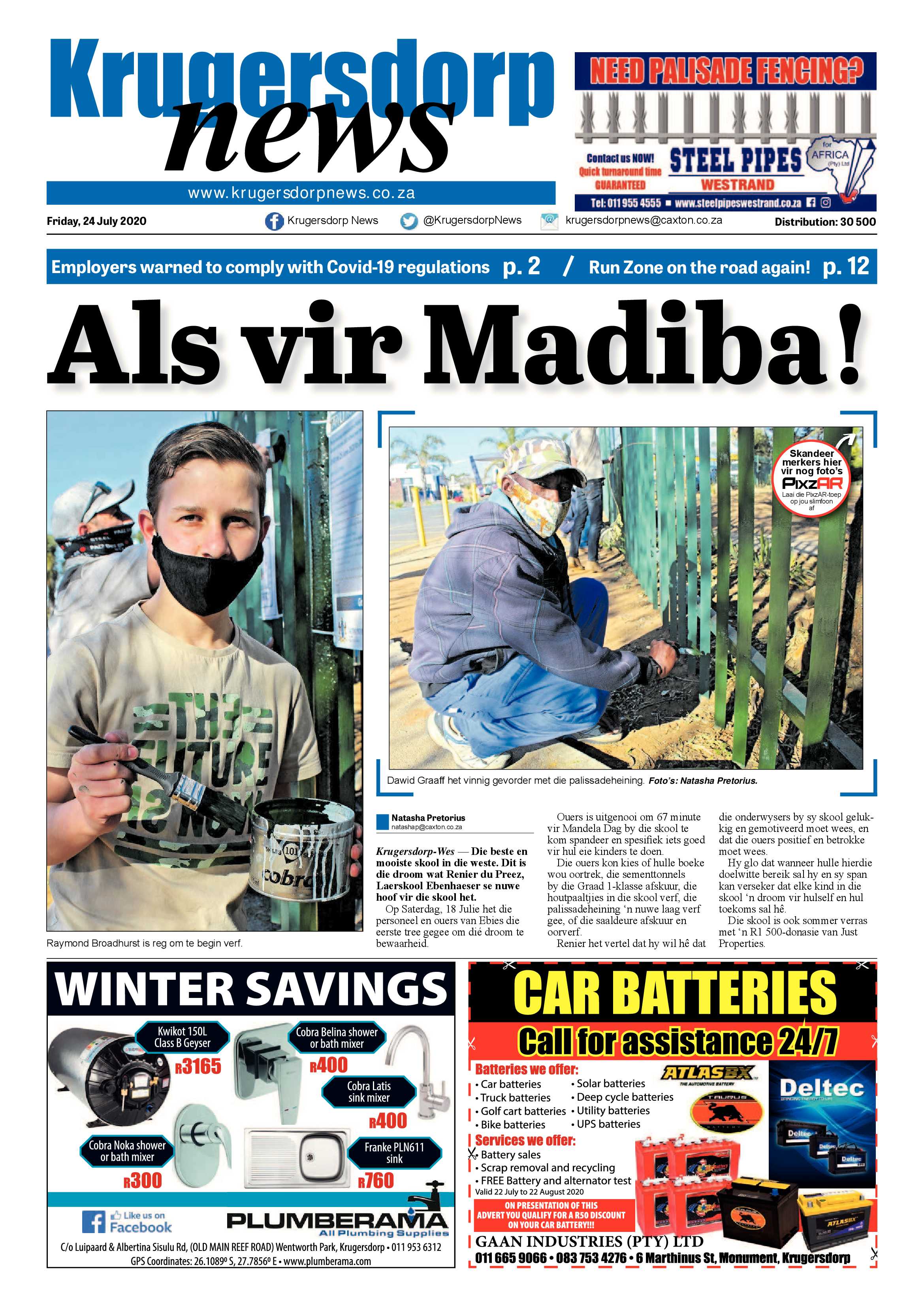 Krugersdorp News 24 July 2020 page 1