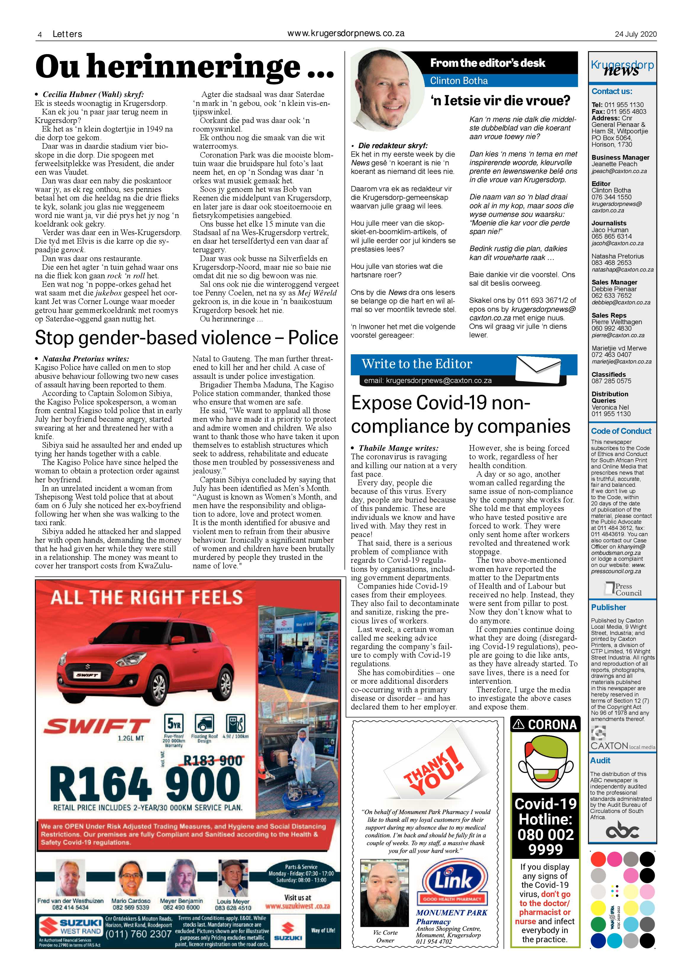 Krugersdorp News 24 July 2020 page 4