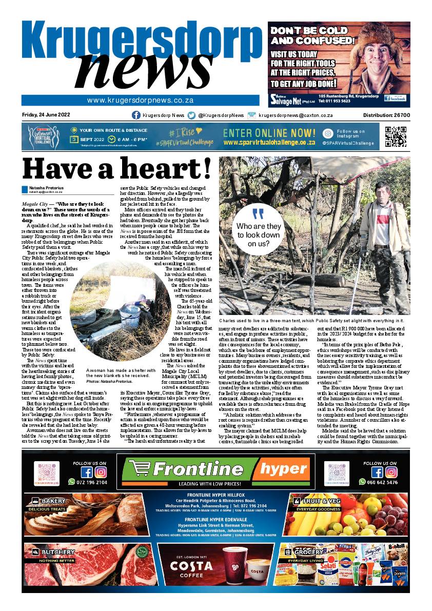 Krugersdorp News 24 June 2022 page 1