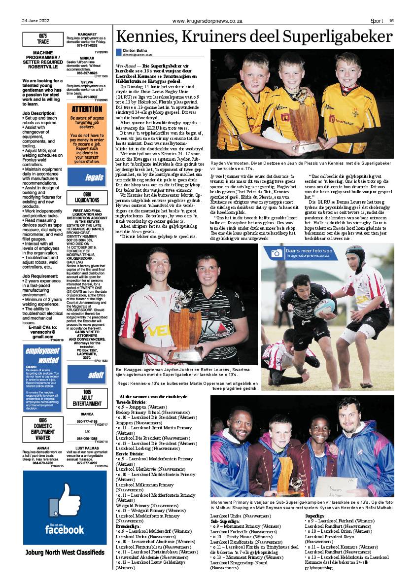 Krugersdorp News 24 June 2022 page 15