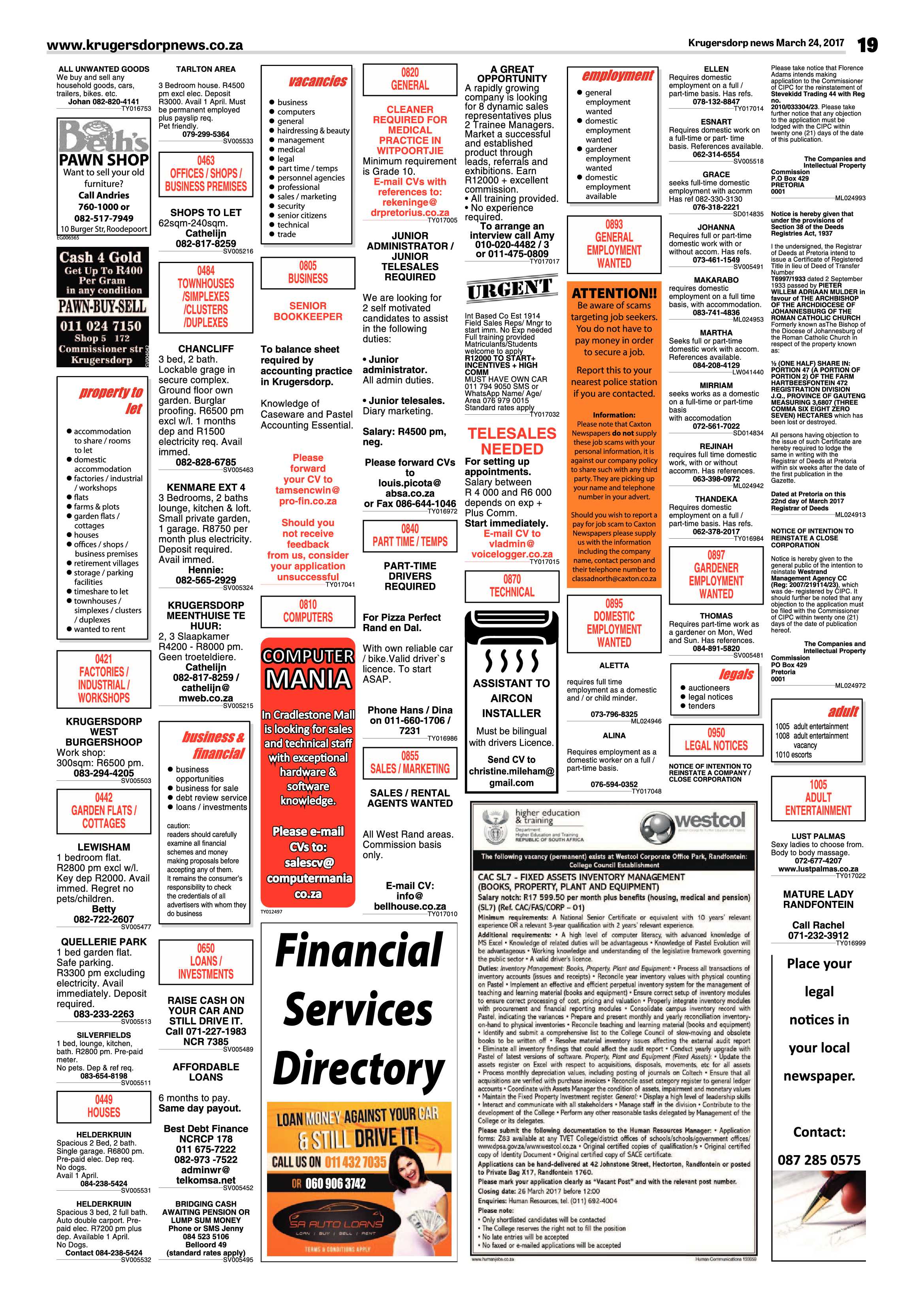 Krugersdorp News 24 March 2017 page 19
