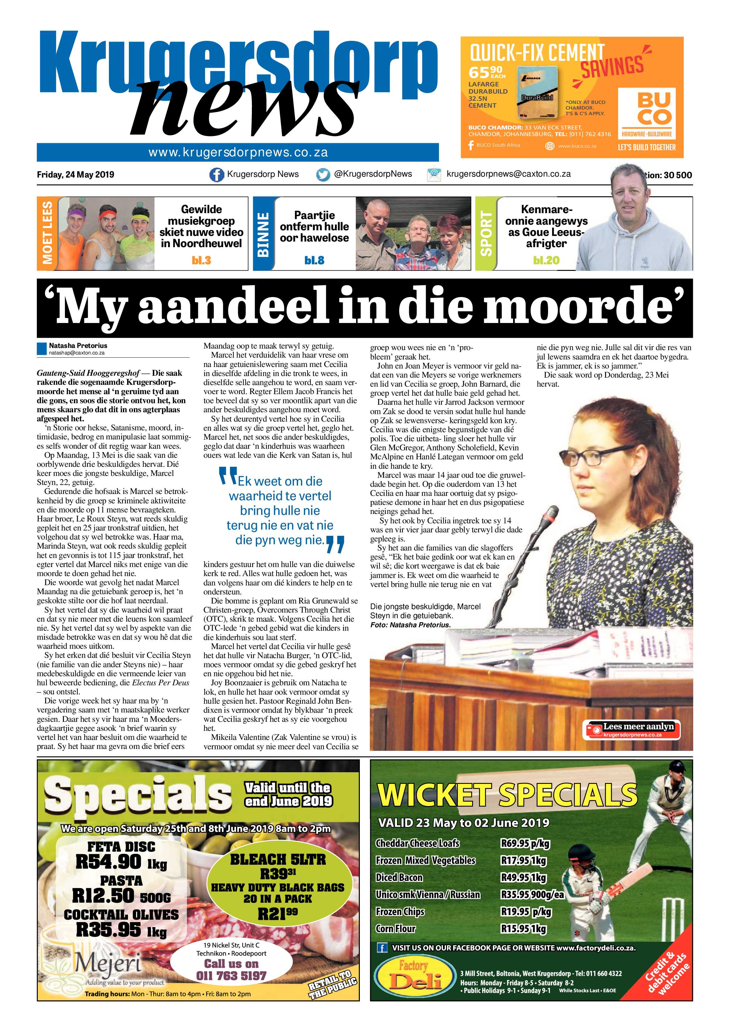 Krugersdorp News 24 May 2019 page 1