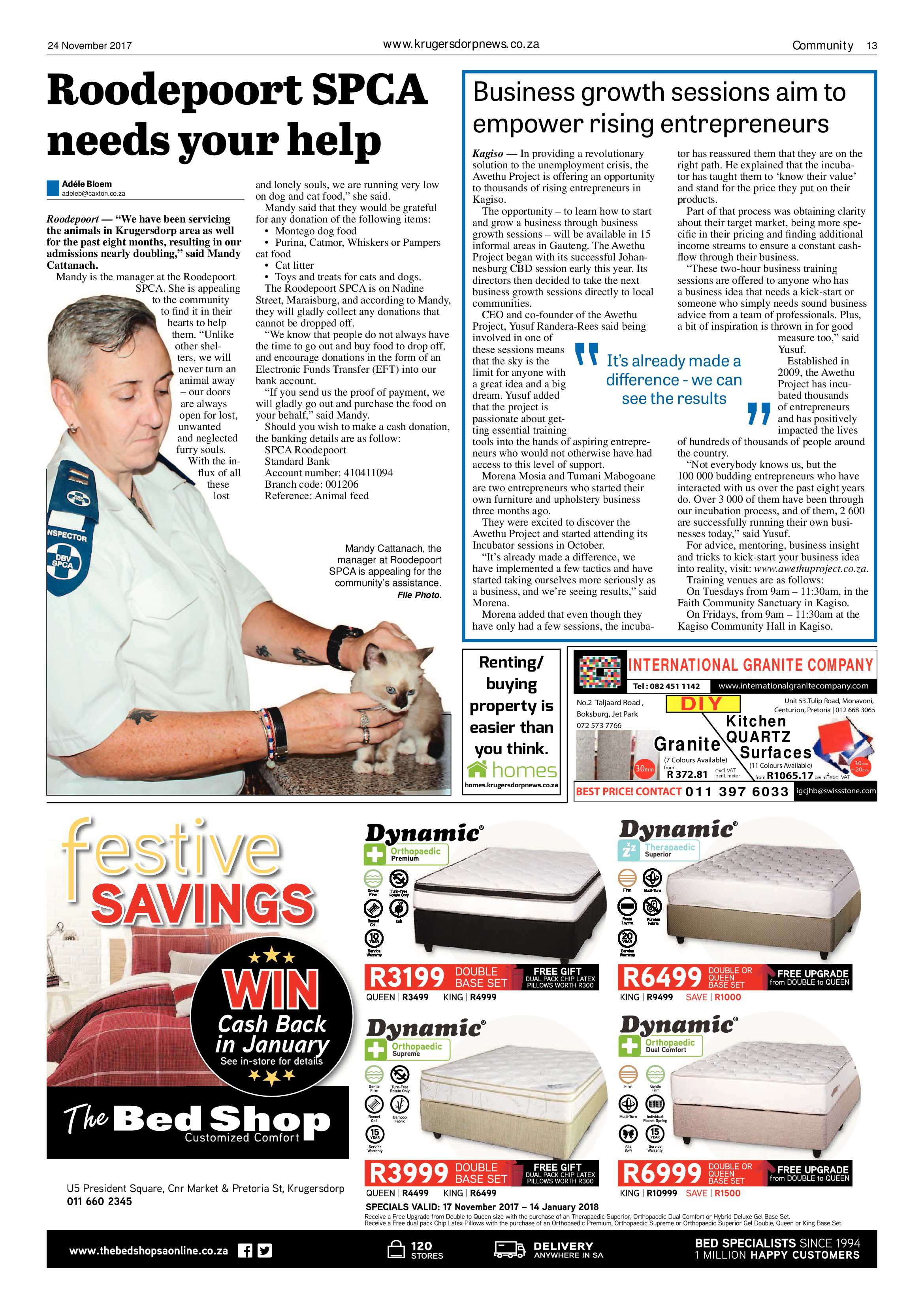 Krugersdorp News 24 November 2017 page 13