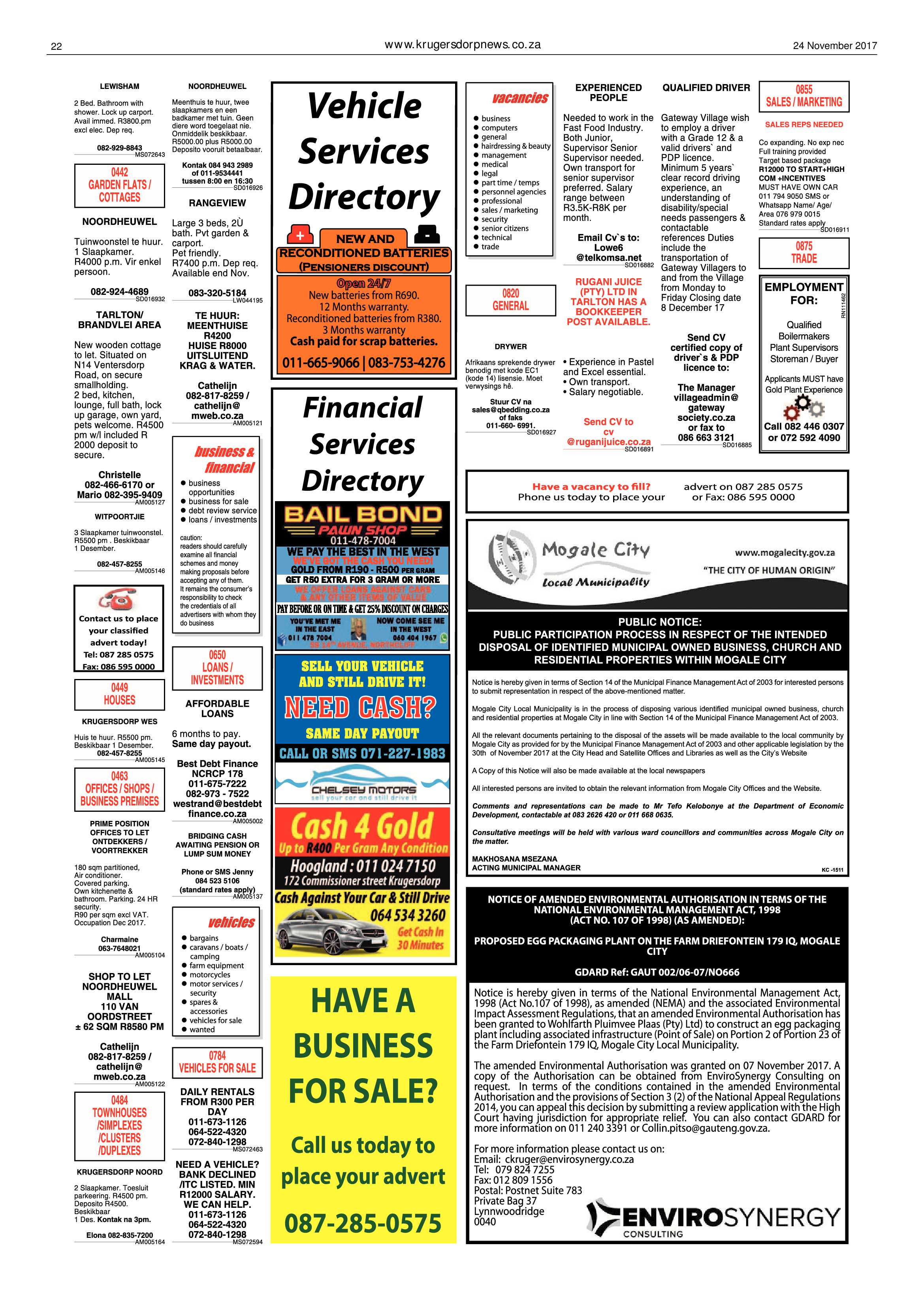 Krugersdorp News 24 November 2017 page 22