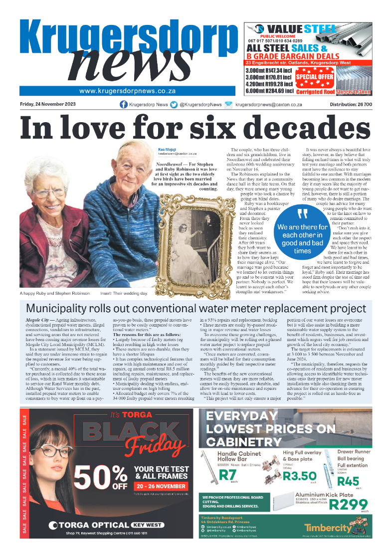 Krugersdorp News 24 November 2023 page 1