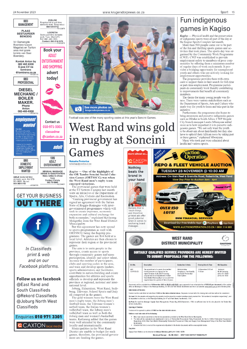 Krugersdorp News 24 November 2023 page 15