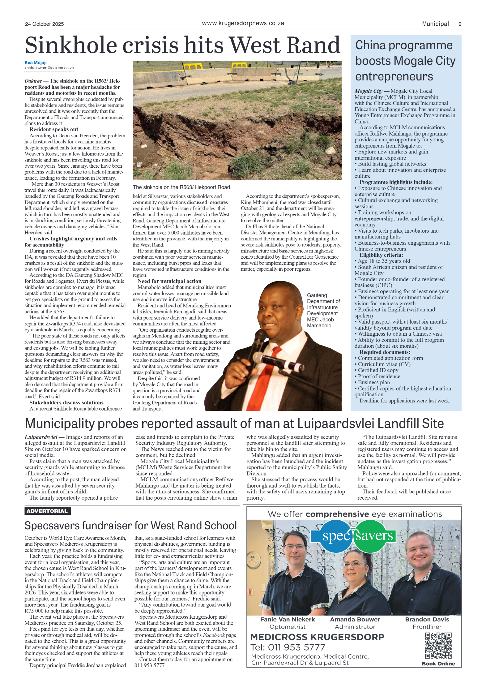 Krugersdorp News 24 October 2025 page 9