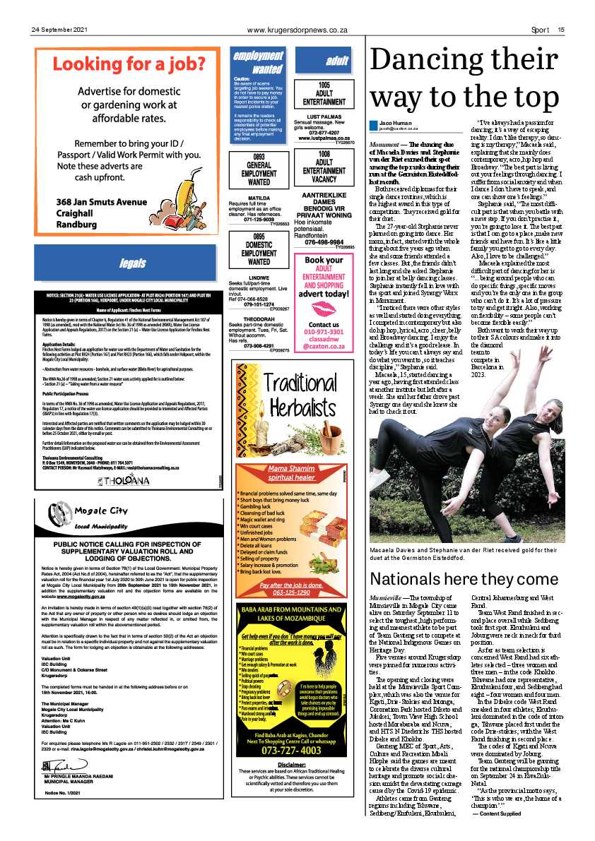 Krugersdorp News 24 September 2021 page 15