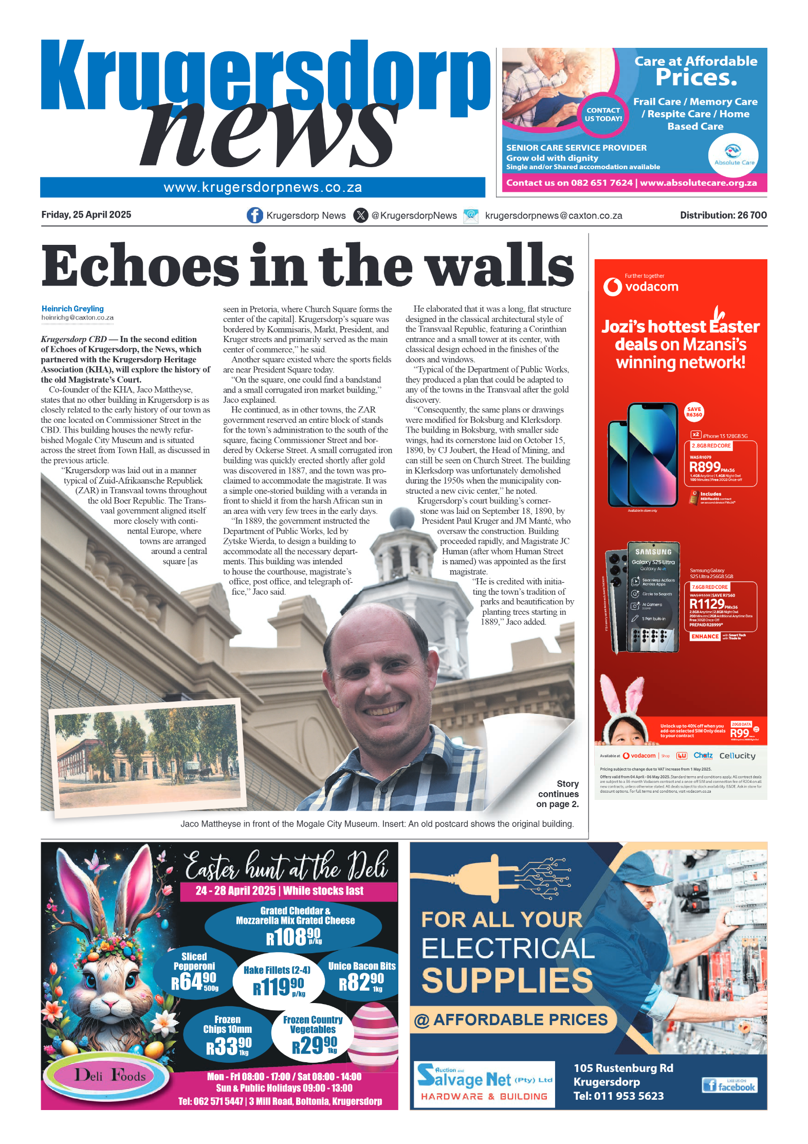 Krugersdorp News 25 April 2025 page 1