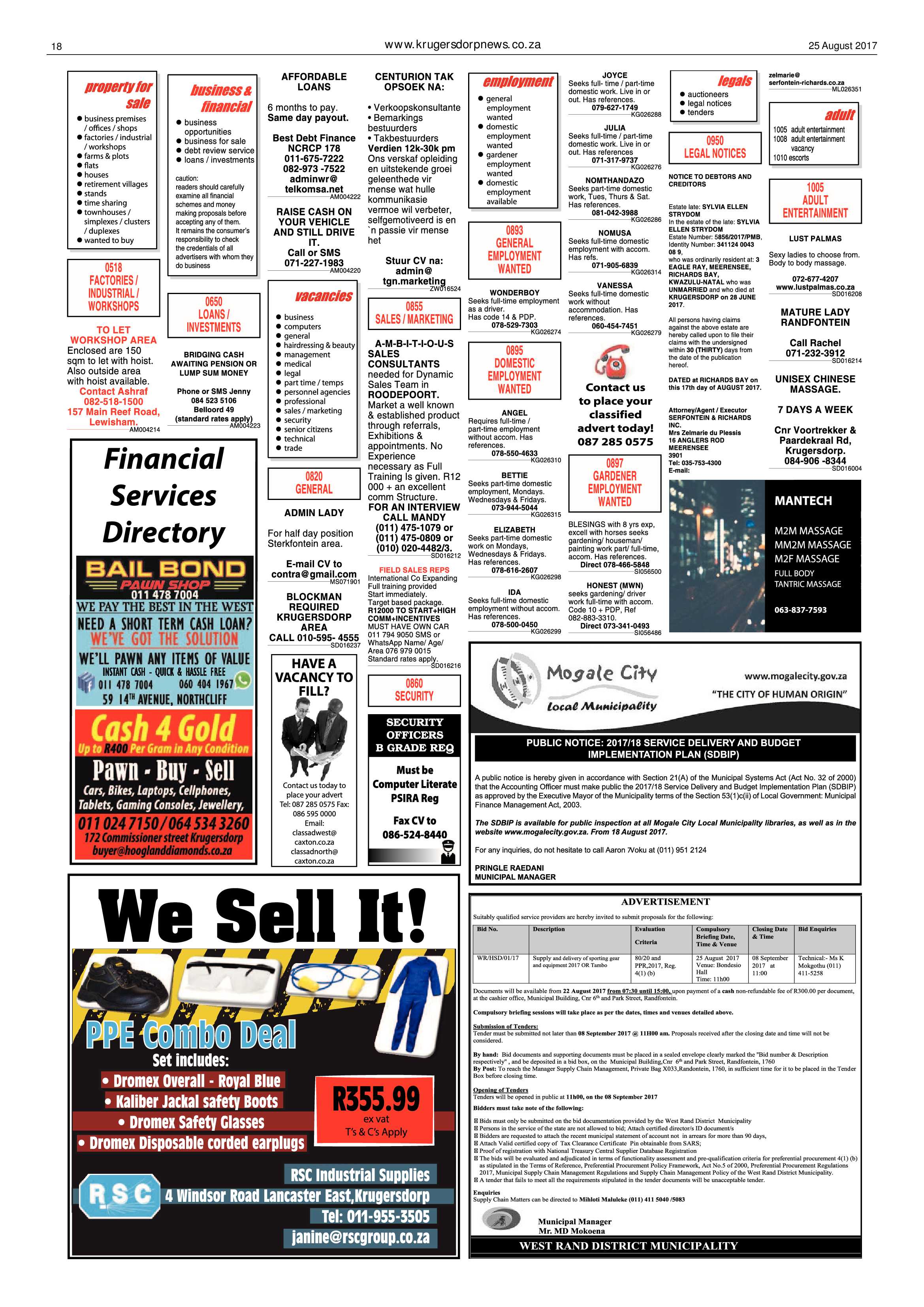 Krugersdorp News 25 August 2017 page 18