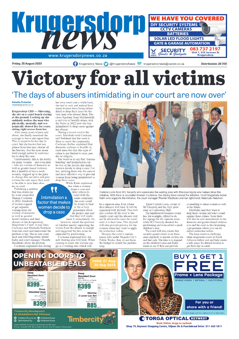 Krugersdorp News 25 August 2023 page 1