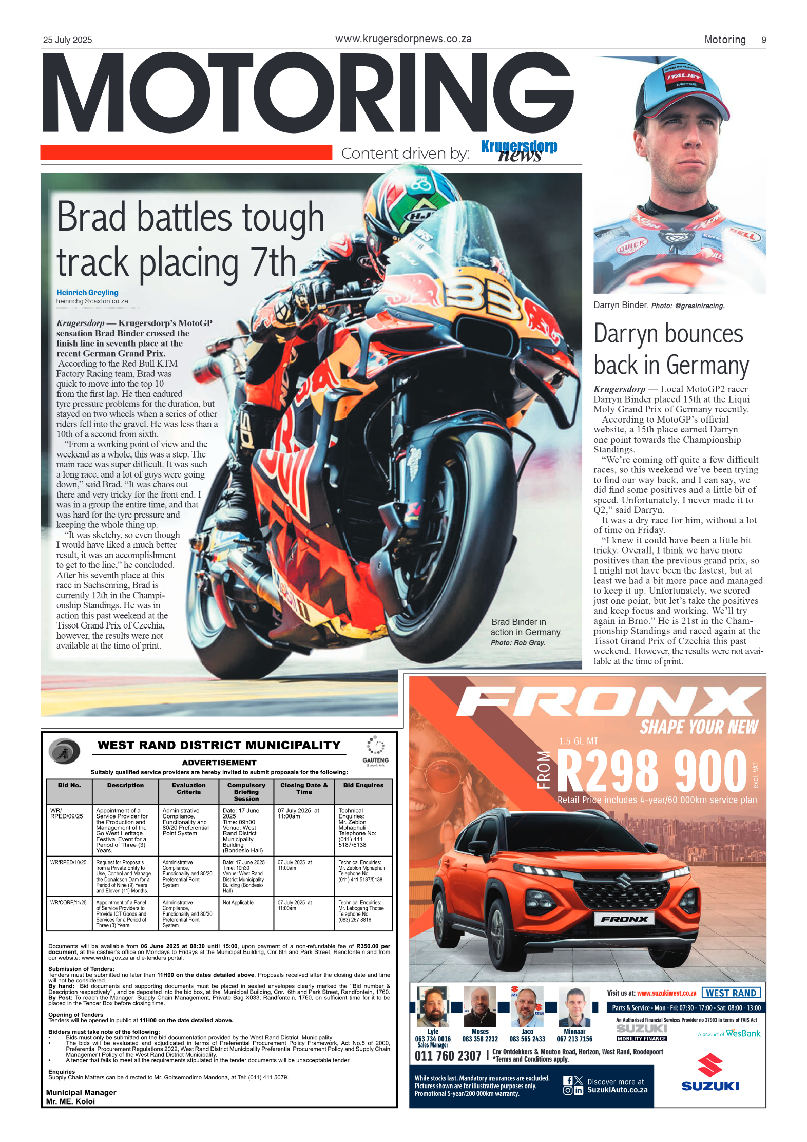 Krugersdorp News 25 July 2025 page 9