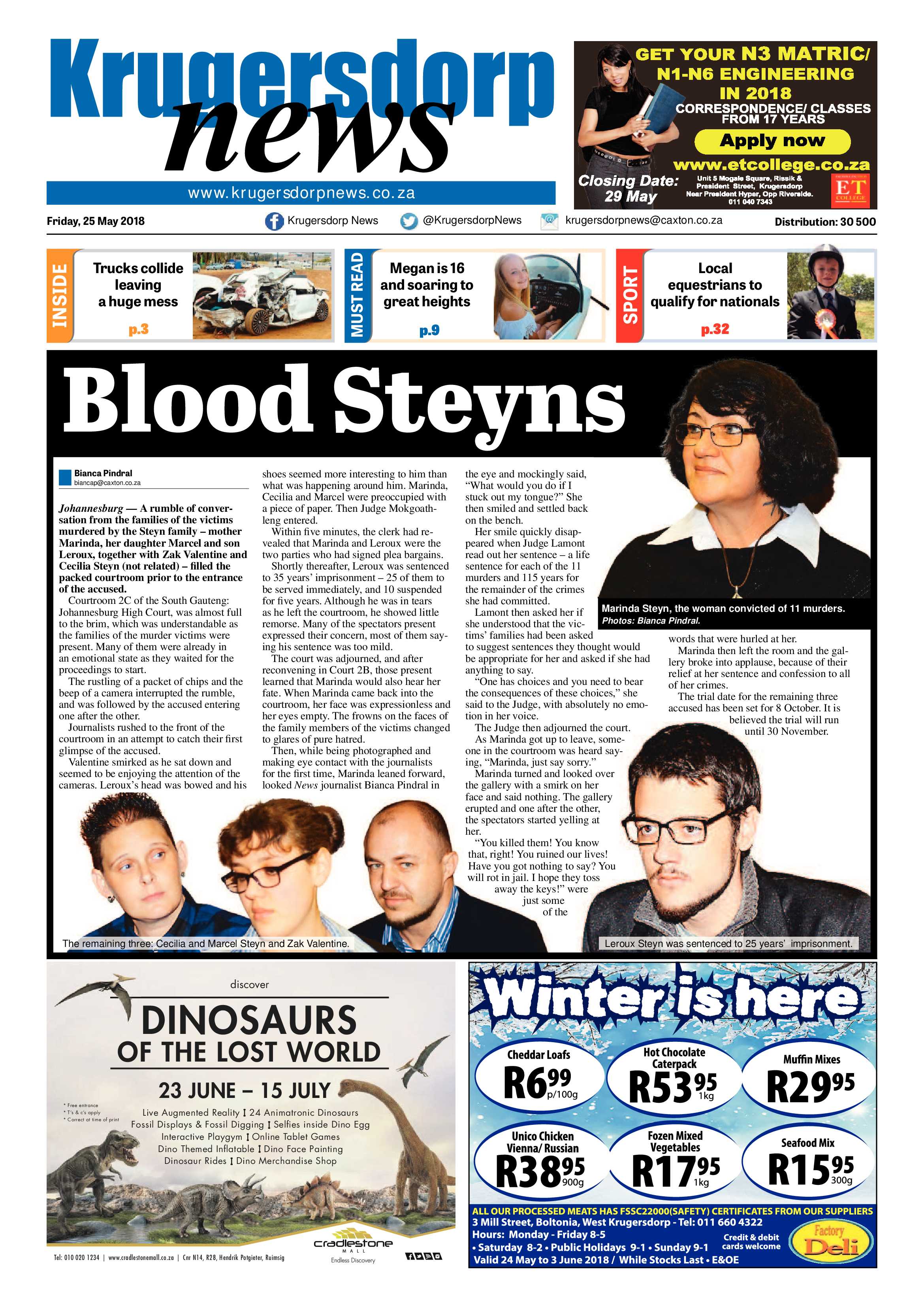 Krugersdorp News 25 May 2018 page 1