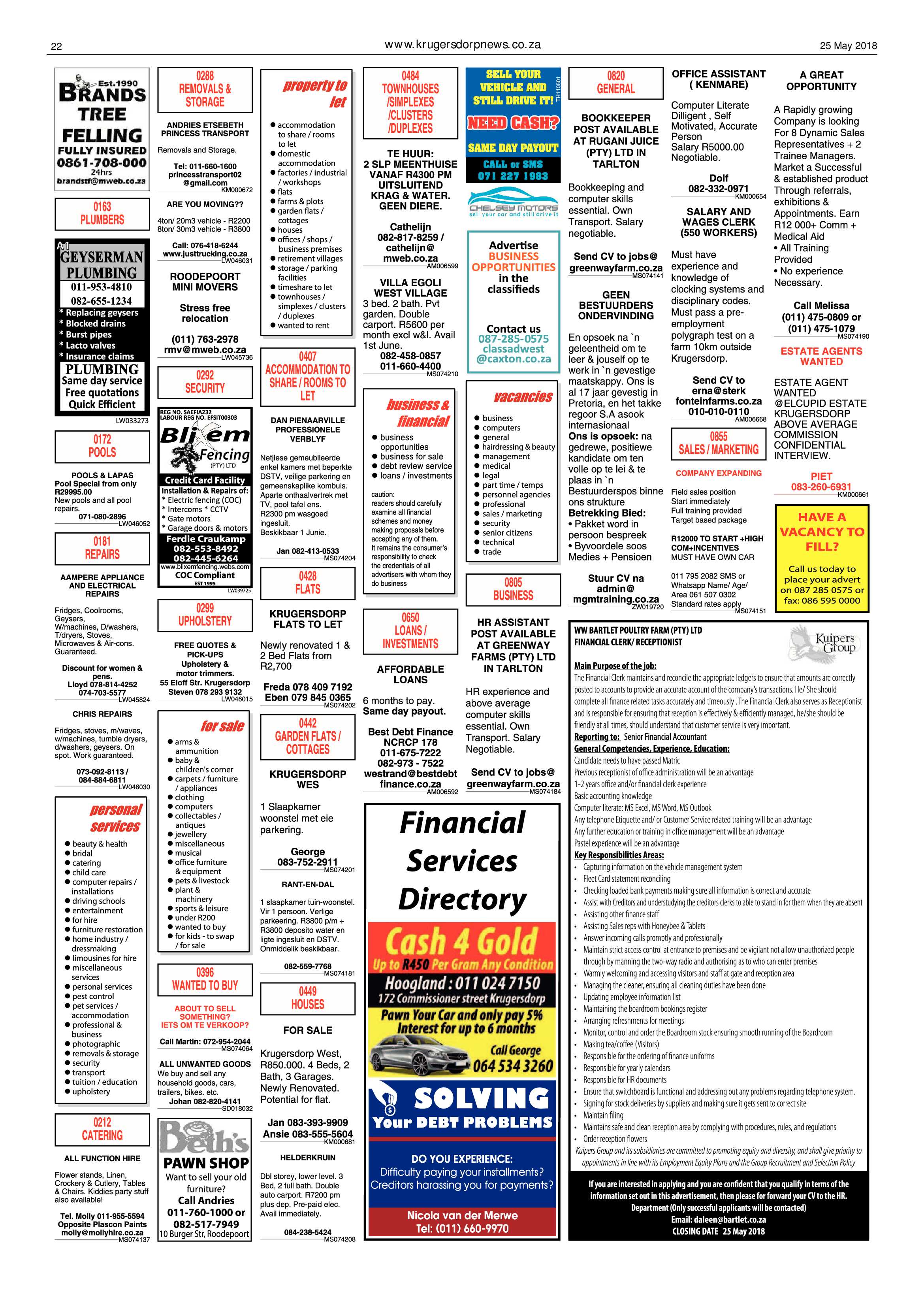 Krugersdorp News 25 May 2018 page 22