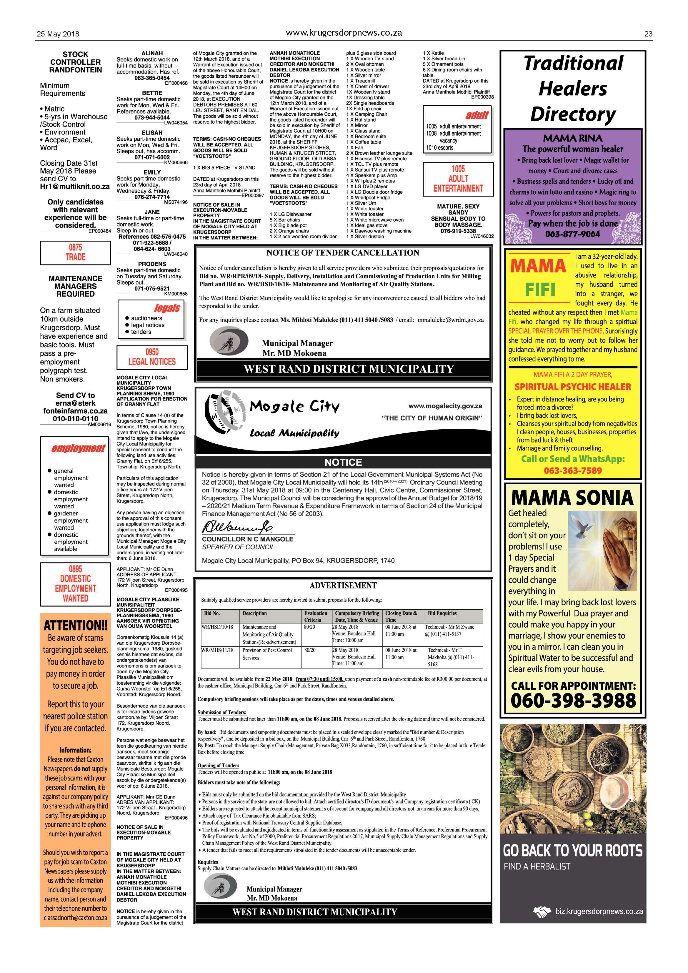 Krugersdorp News 25 May 2018 page 23