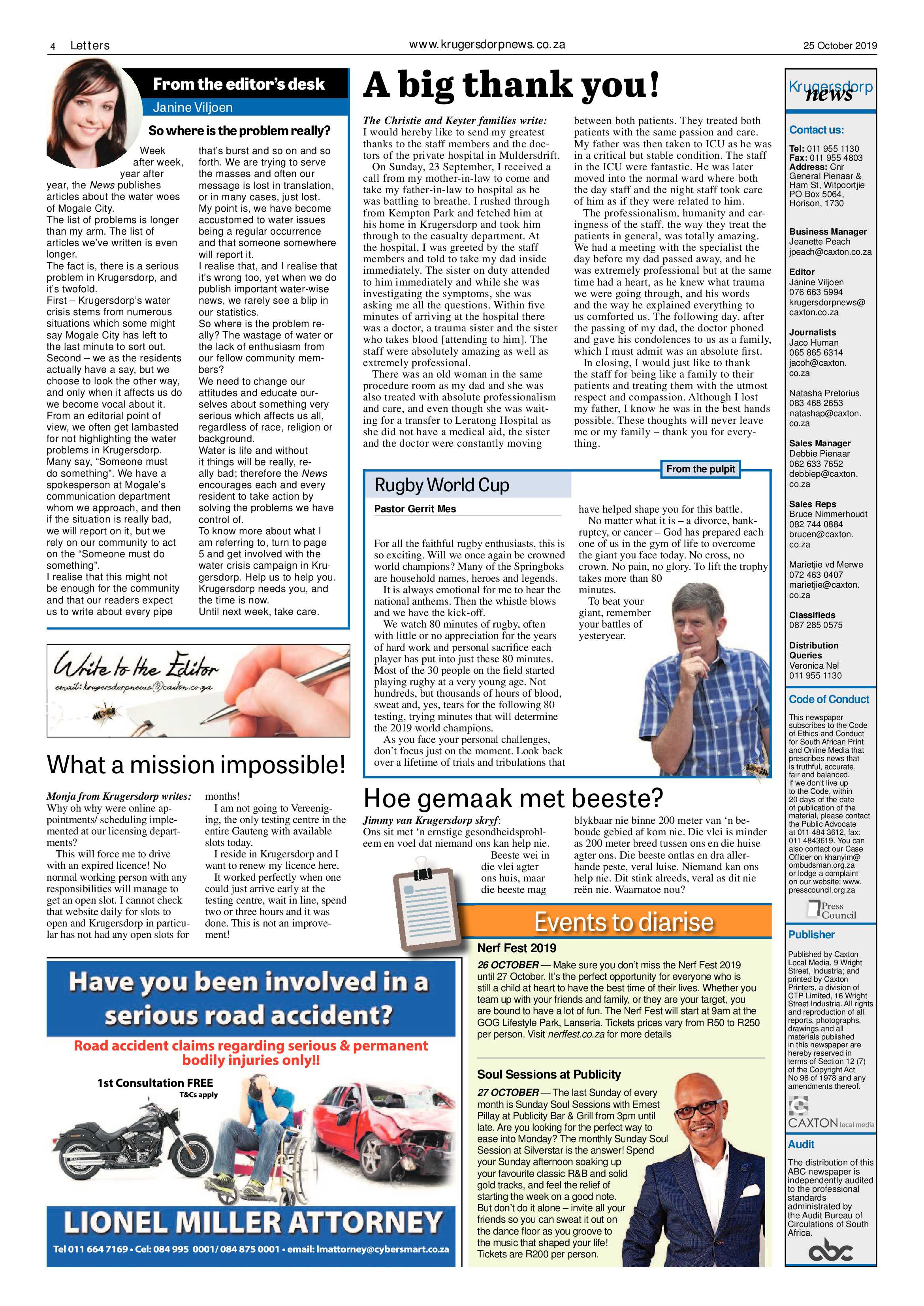 Krugersdorp News 25 October 2019 page 4