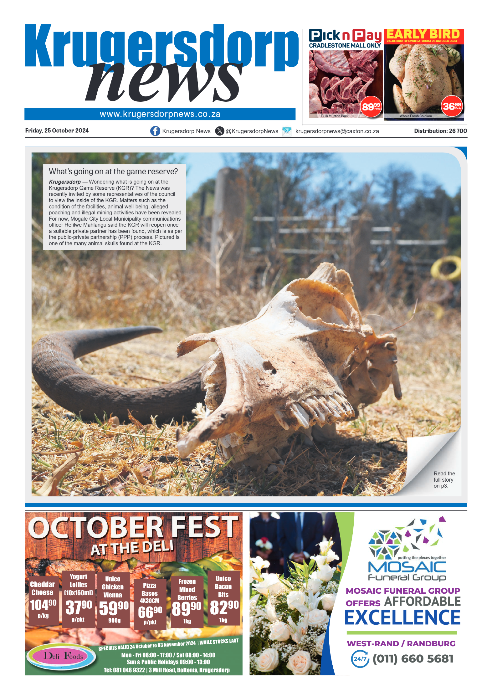 Krugersdorp News 25 October 2024 page 1