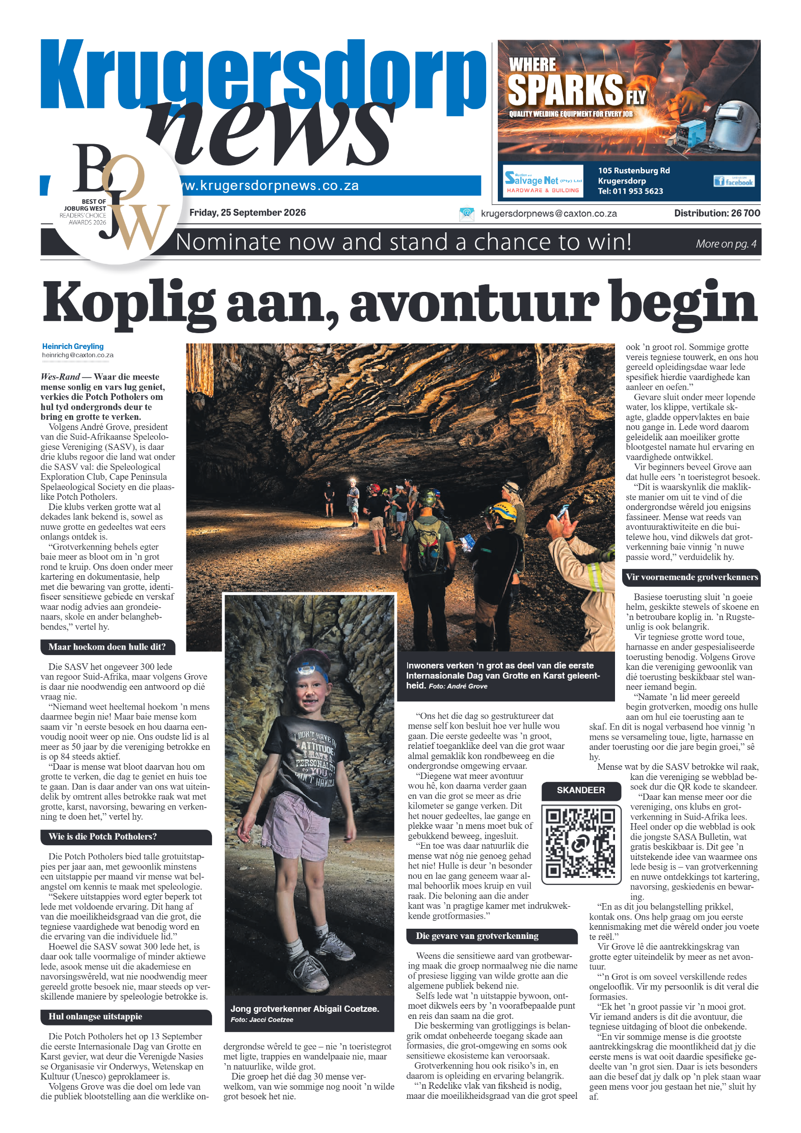 Krugersdorp News 26 September 2026 page 1