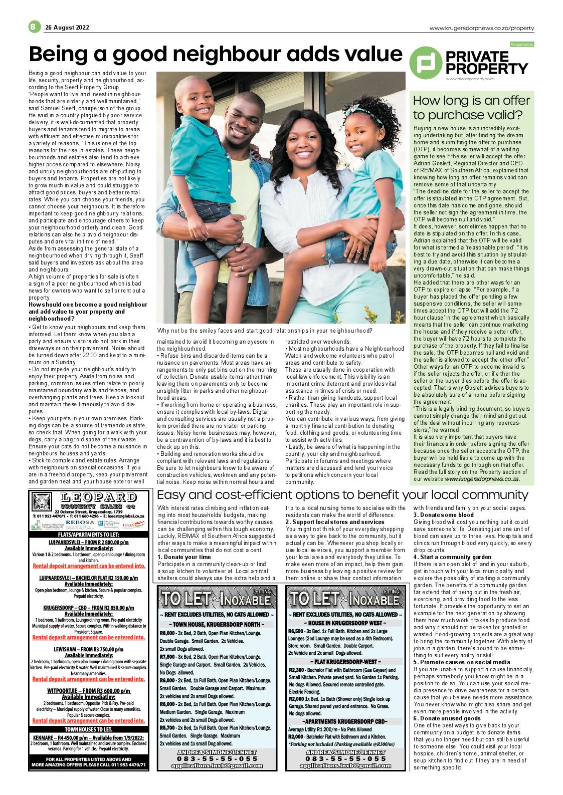 Krugersdorp News 26 August 2022 page 8
