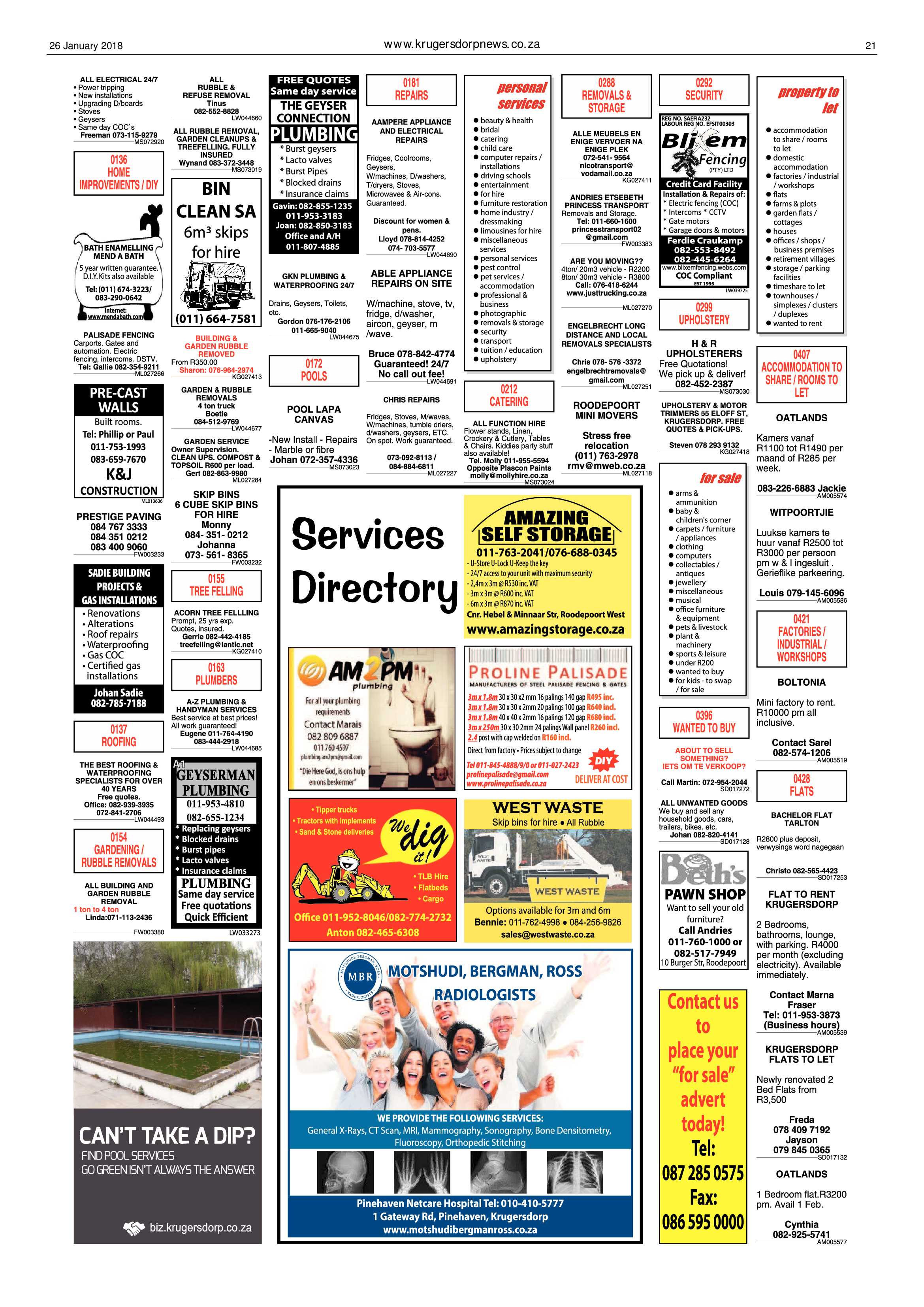 Krugersdorp News 26 January 2018 page 21