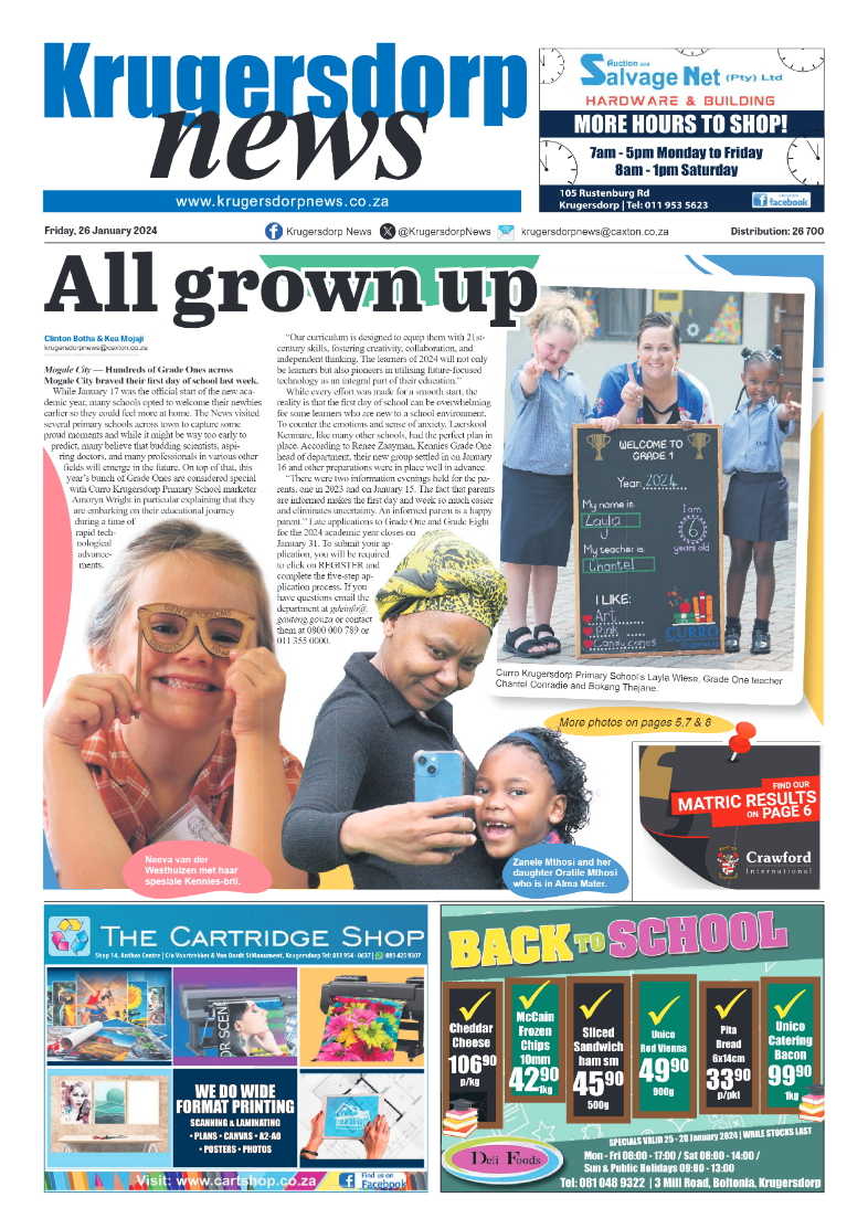 Krugersdorp News 26 January 2024 page 1