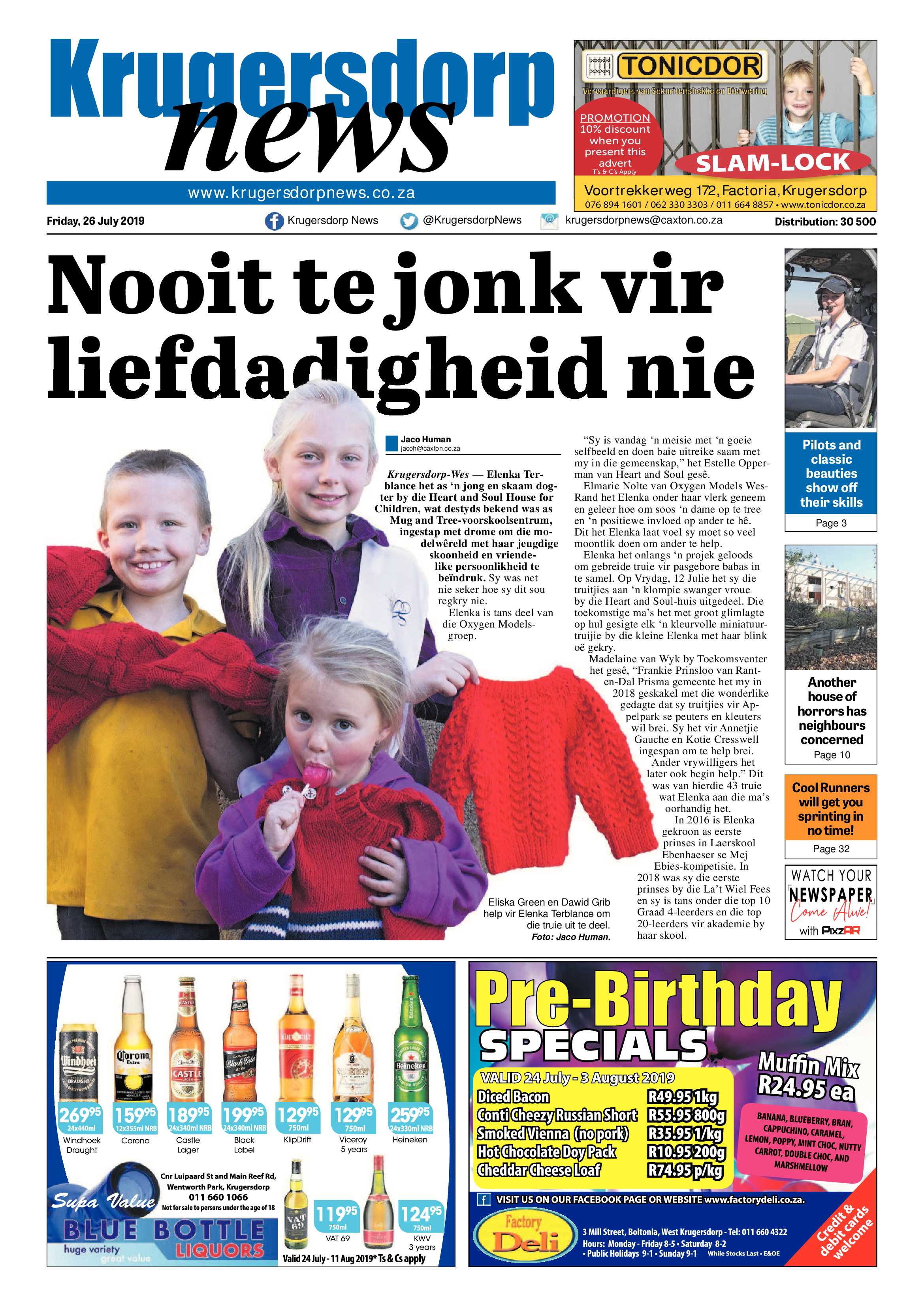 Krugersdorp News 26 July 2019 page 1