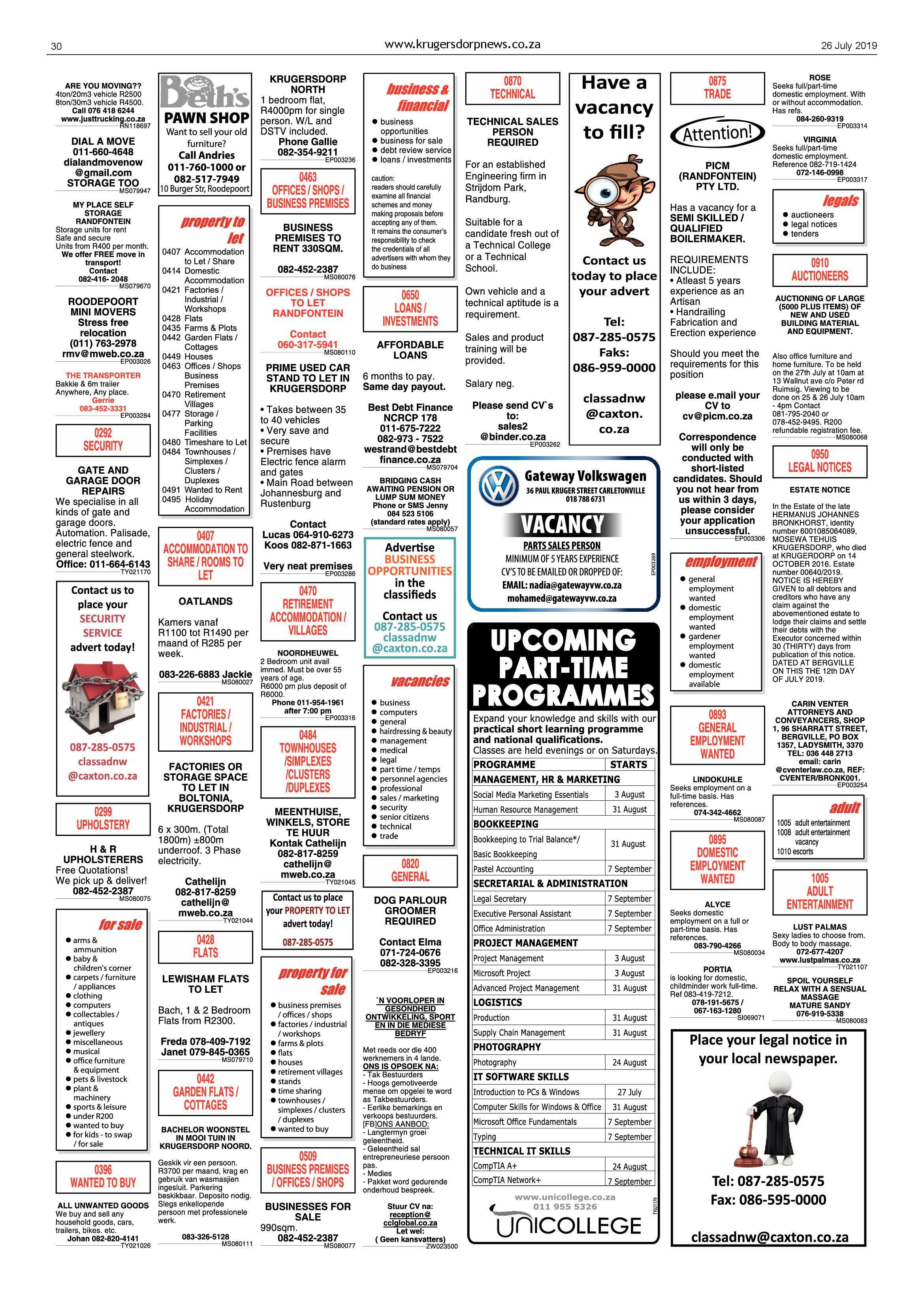 Krugersdorp News 26 July 2019 page 30