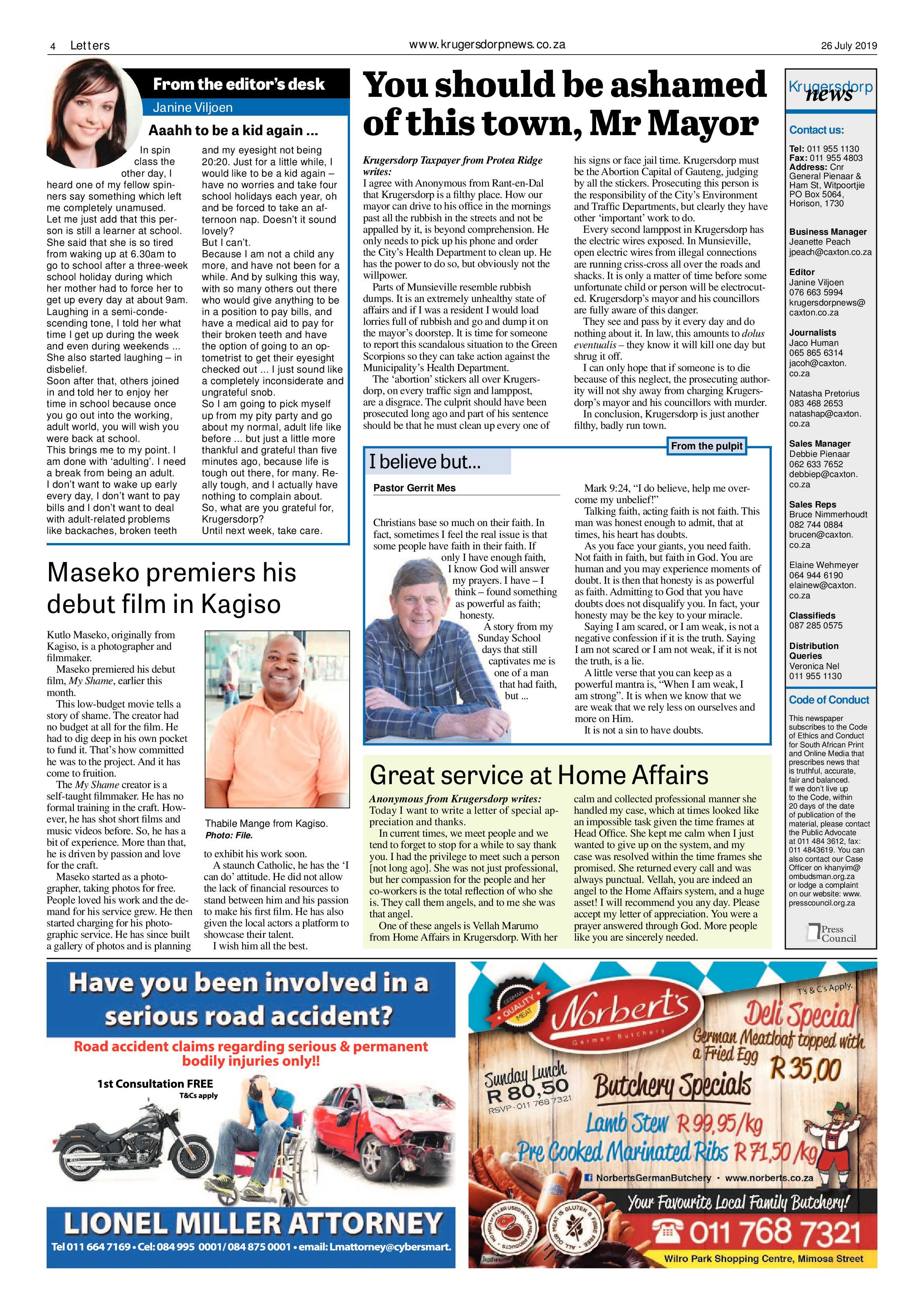 Krugersdorp News 26 July 2019 page 4