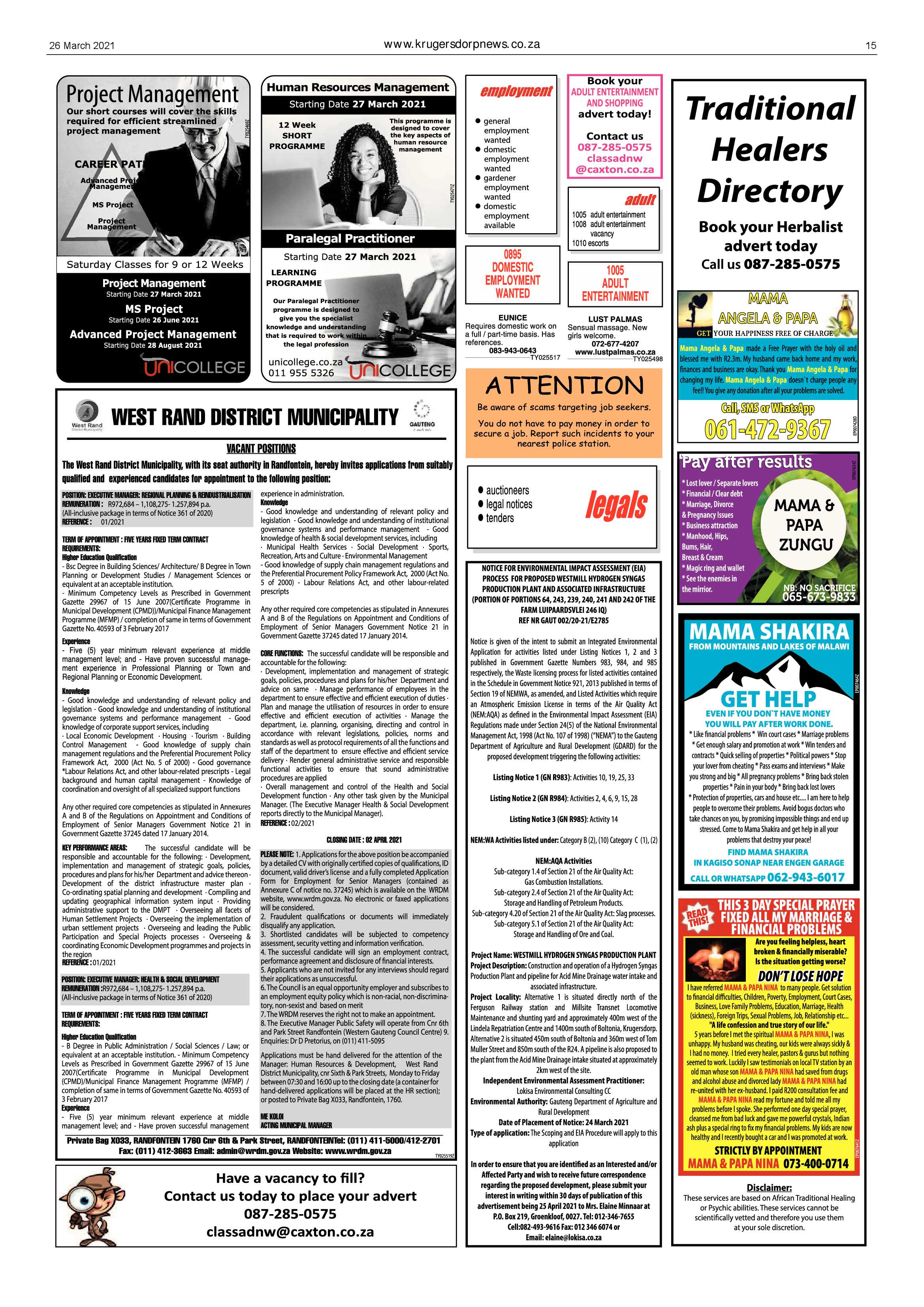 Krugersdorp News 26 March 2021 page 15