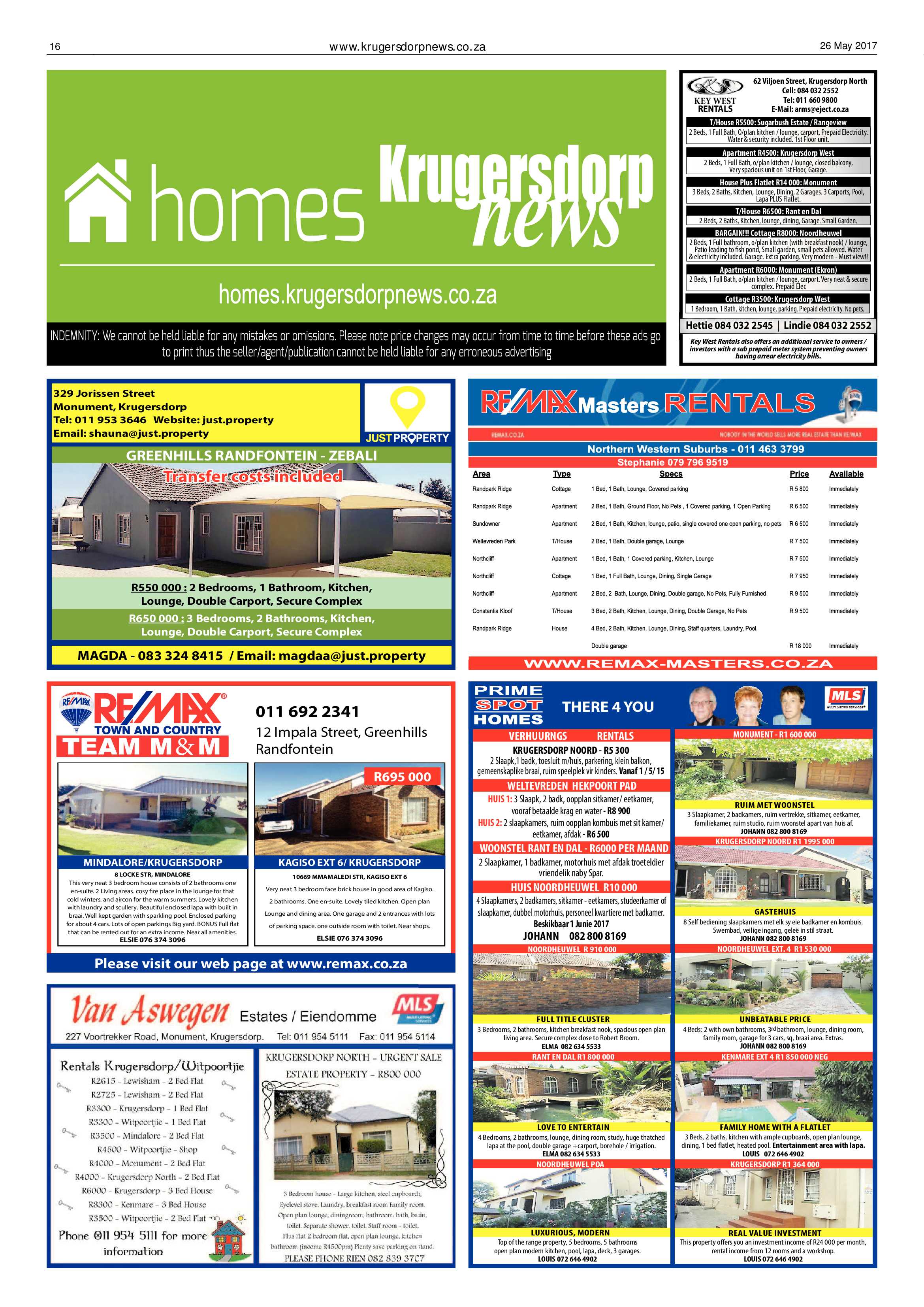 Krugersdorp News 26 May 2017 page 16