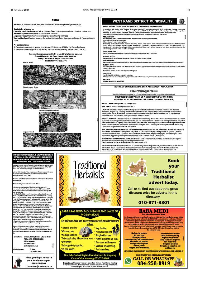 Krugersdorp News 26 November 2021 page 21