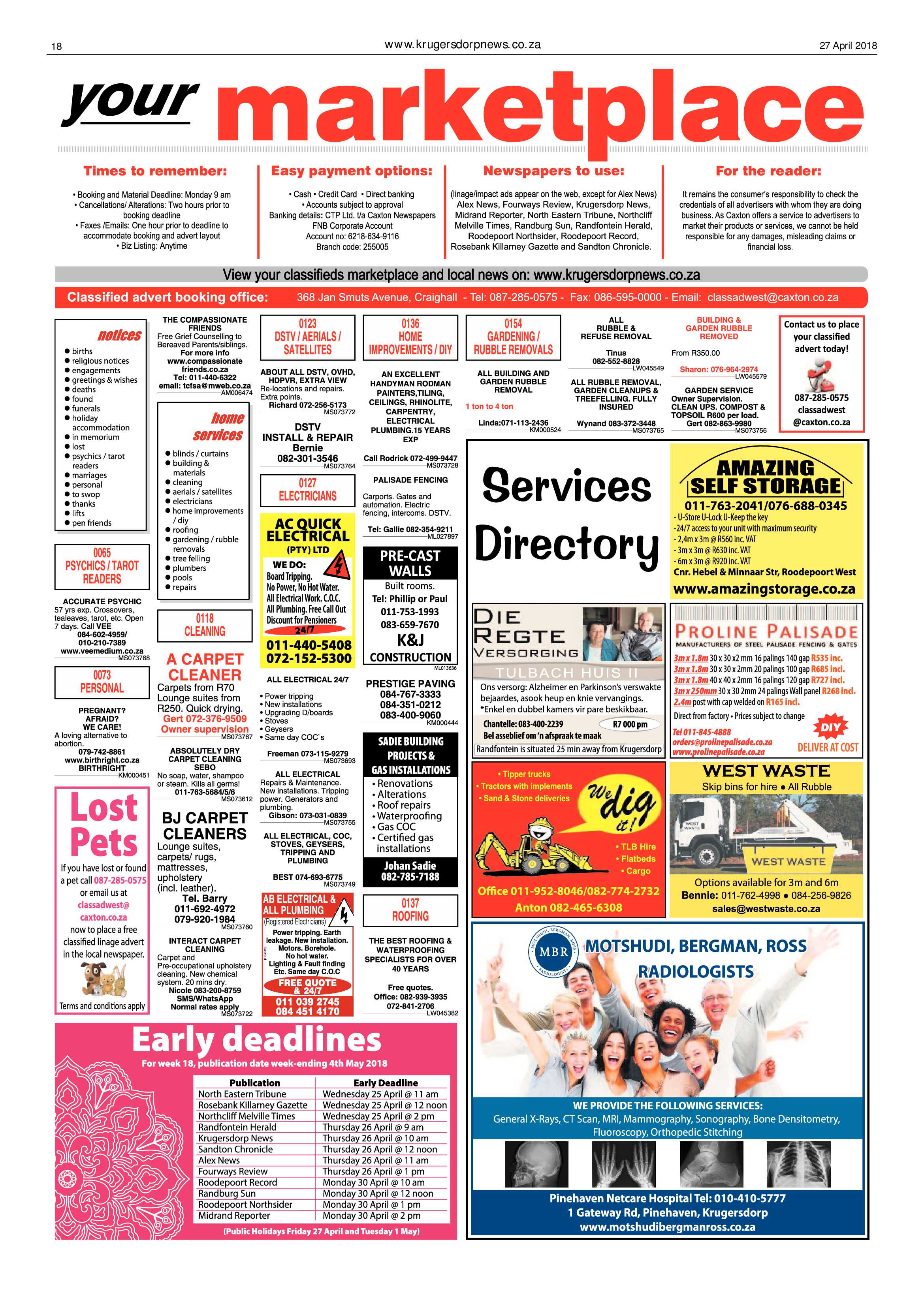 Krugersdorp News 27 April 2018 page 18